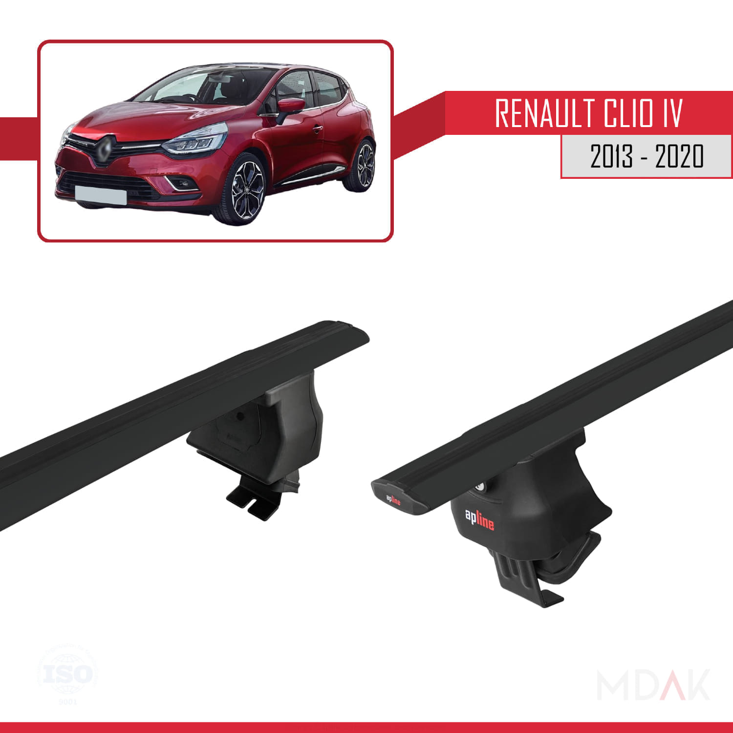 Renault Clio 4 2013-2020 Arası ile Uyumlu ACE-4 Ara Atkı Tavan Barı Siyah 2 Adet - Görsel 5