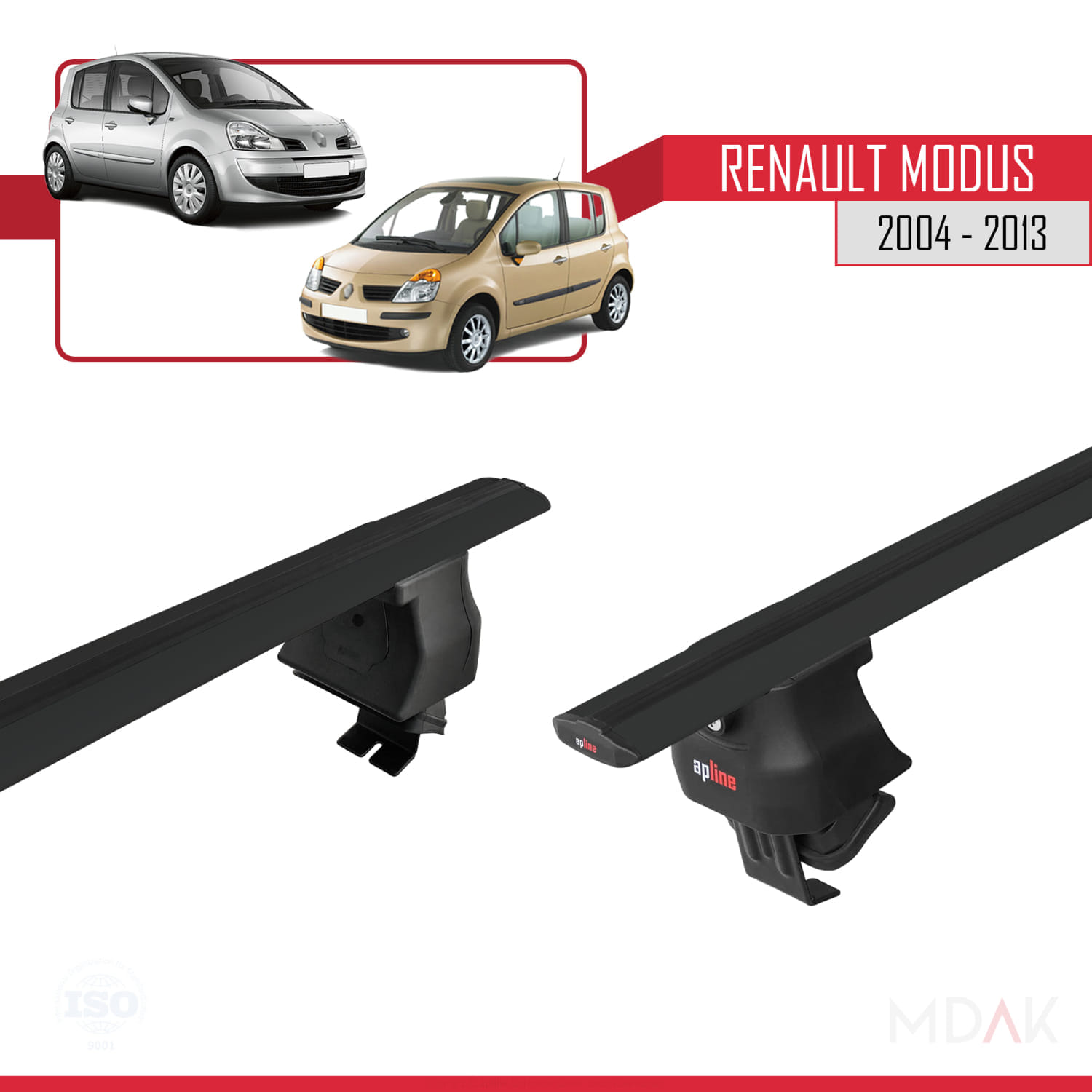 Renault Modus 2004-2013 Arası ile Uyumlu ACE-4 Ara Atkı Tavan Barı Siyah 2 Adet - Görsel 5
