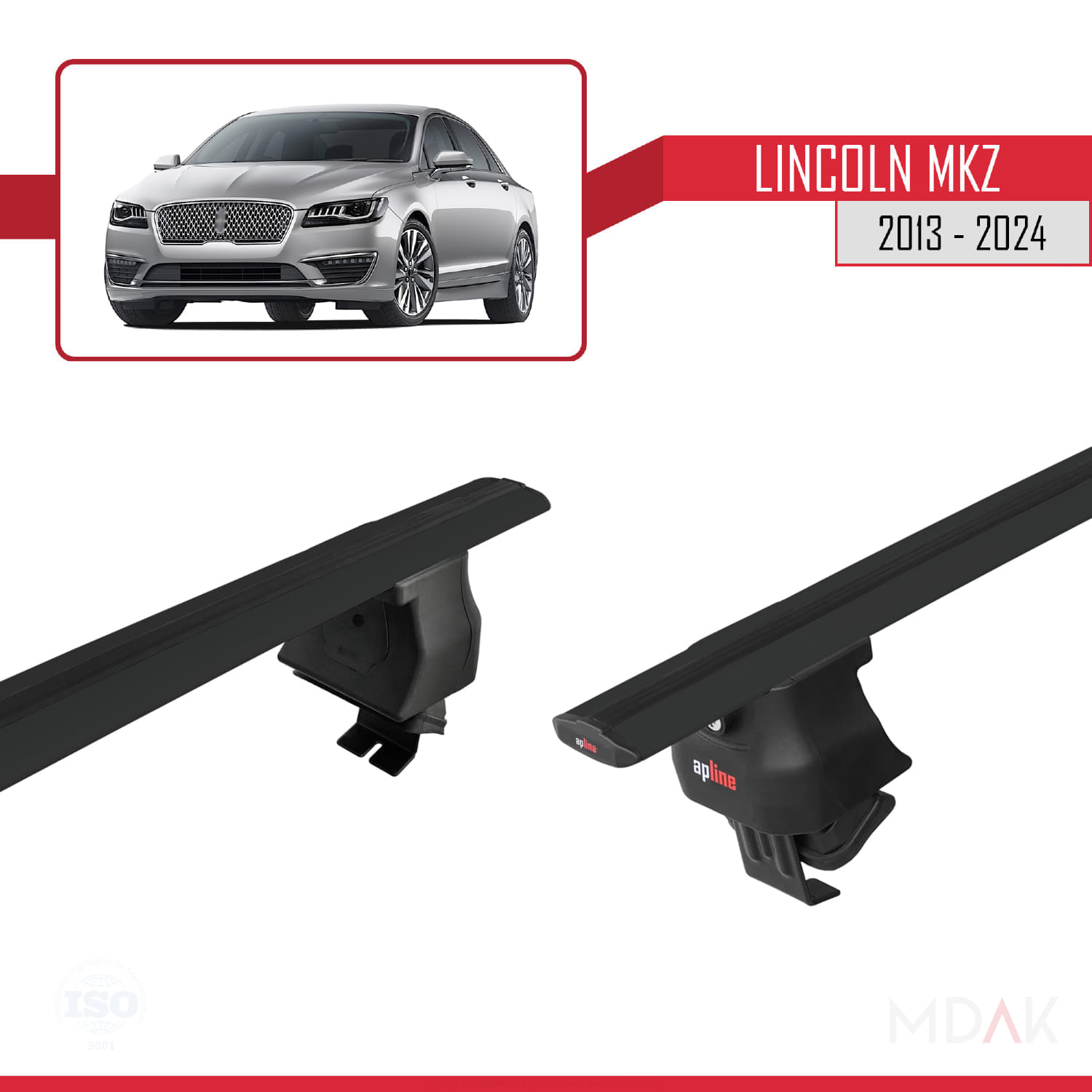 Lincoln MKZ 2 2013 ve Sonrası ile Uyumlu ACE-4 Ara Atkı Tavan Barı Siyah 2 Adet - Görsel 4