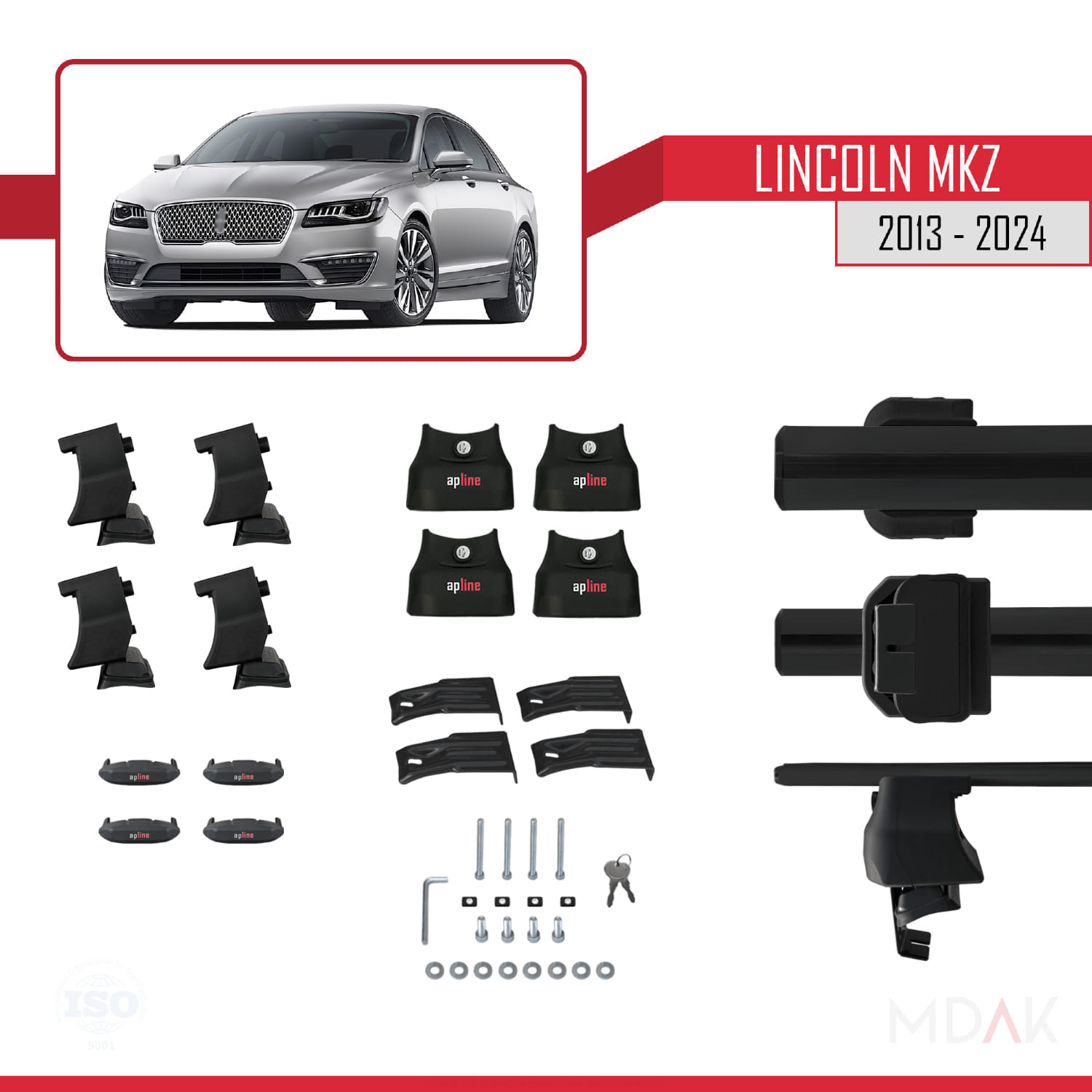 Lincoln MKZ 2 2013 ve Sonrası ile Uyumlu ACE-4 Ara Atkı Tavan Barı Siyah 2 Adet - Görsel 5