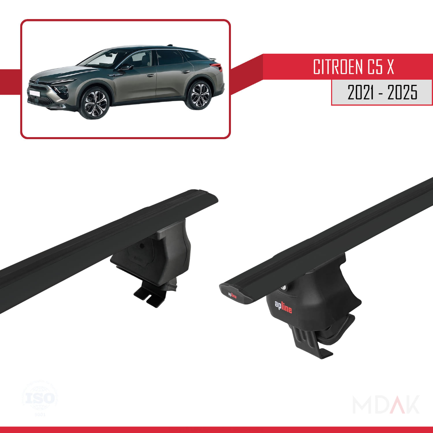Citroen C5 X (E43) 2021 ve Sonrası ile Uyumlu ACE-4 Ara Atkı Tavan Barı Siyah 2 Adet - Görsel 4