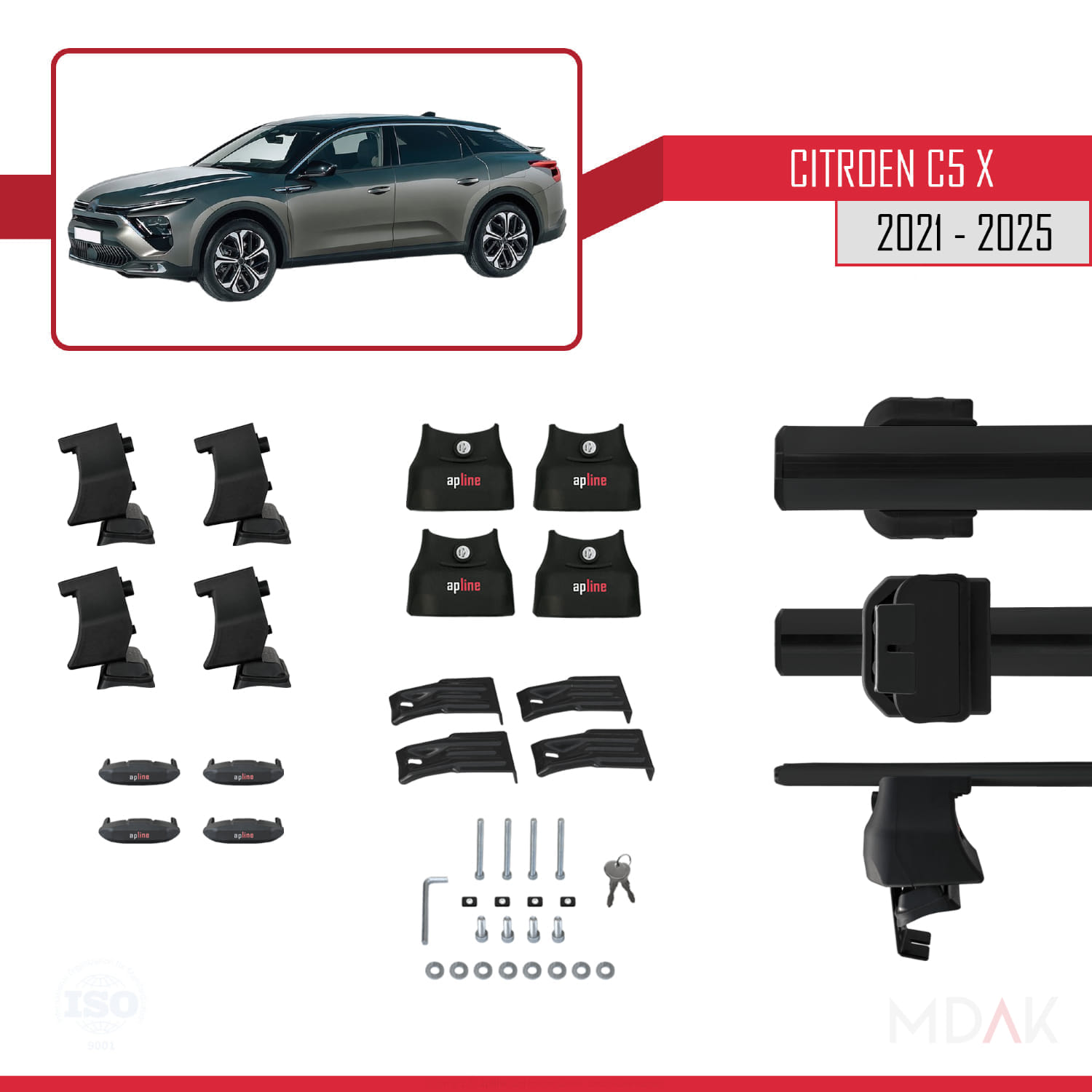 Citroen C5 X (E43) 2021 ve Sonrası ile Uyumlu ACE-4 Ara Atkı Tavan Barı Siyah 2 Adet - Görsel 5