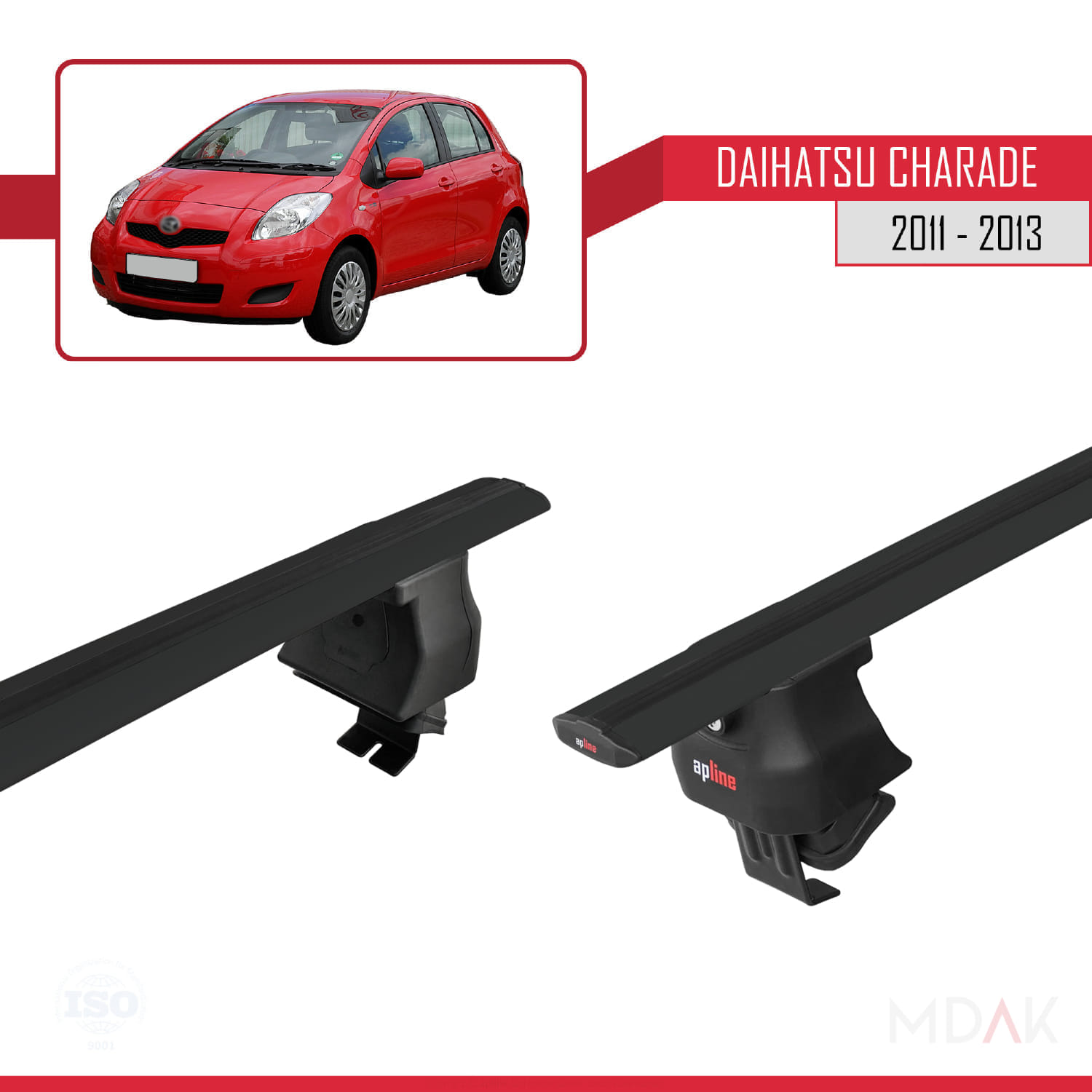 Daihatsu Charade 2011-2013 Arası ile Uyumlu ACE-4 Ara Atkı Tavan Barı Siyah 2 Adet - Görsel 4