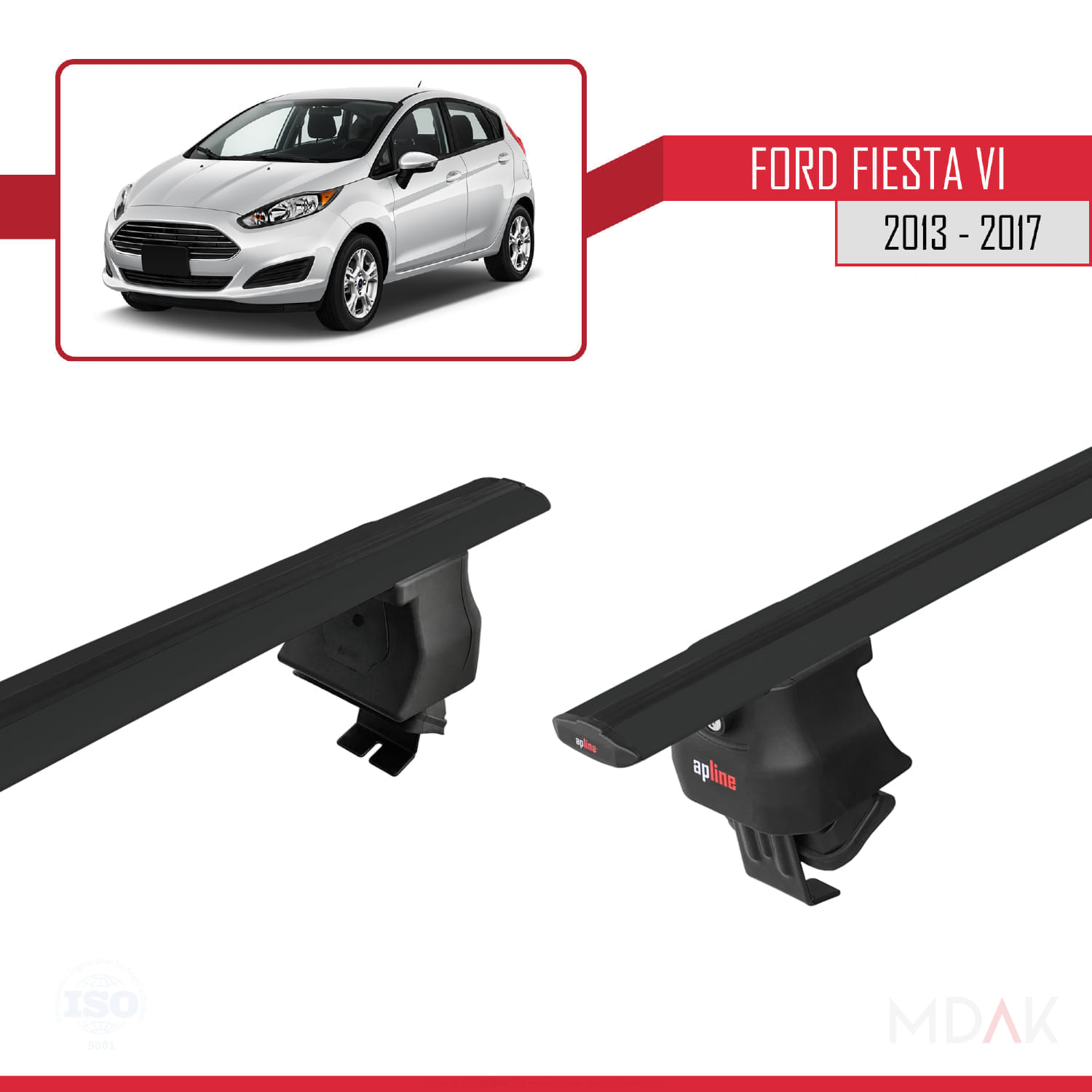 Ford Fiesta 6 Post-Facelift 2013-2017 Arası ile Uyumlu ACE-4 Ara Atkı Tavan Barı Siyah 2 Adet - Görsel 4