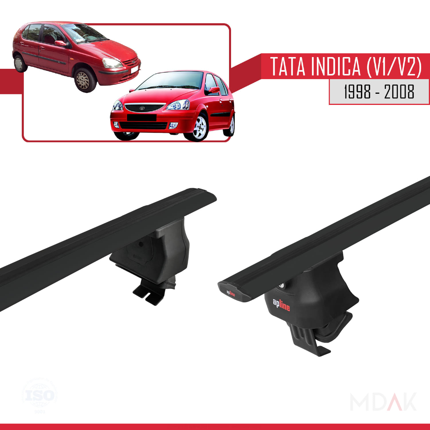 Tata Indica (V1/V2) 1998-2008 Arası ile Uyumlu ACE-4 Ara Atkı Tavan Barı Siyah 2 Adet - Görsel 4