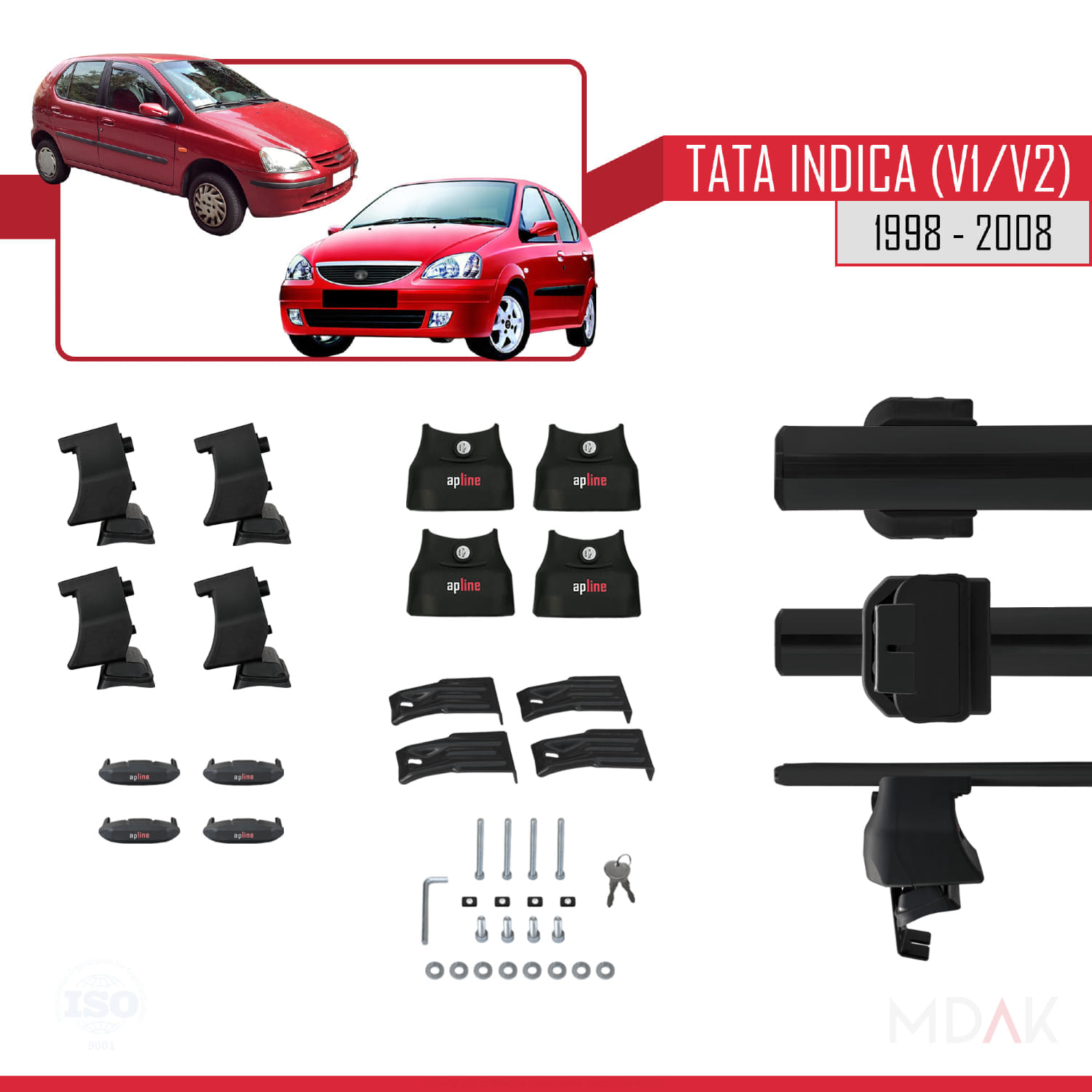 Tata Indica (V1/V2) 1998-2008 Arası ile Uyumlu ACE-4 Ara Atkı Tavan Barı Siyah 2 Adet - Görsel 5