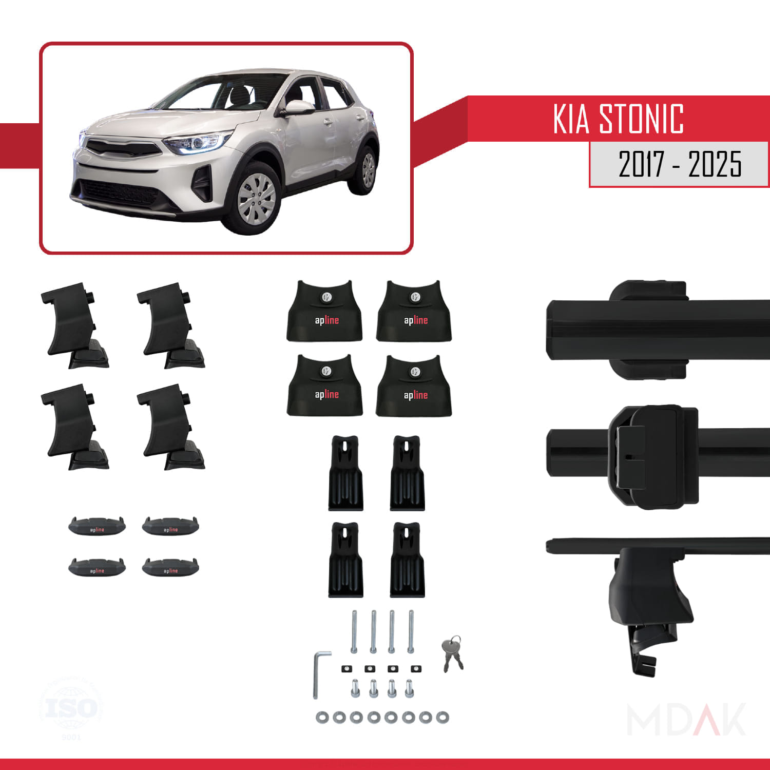 Kia Stonic 2017 ve Sonrası ile Uyumlu ACE-4 Ara Atkı Tavan Barı Siyah 2 Adet - Görsel 5