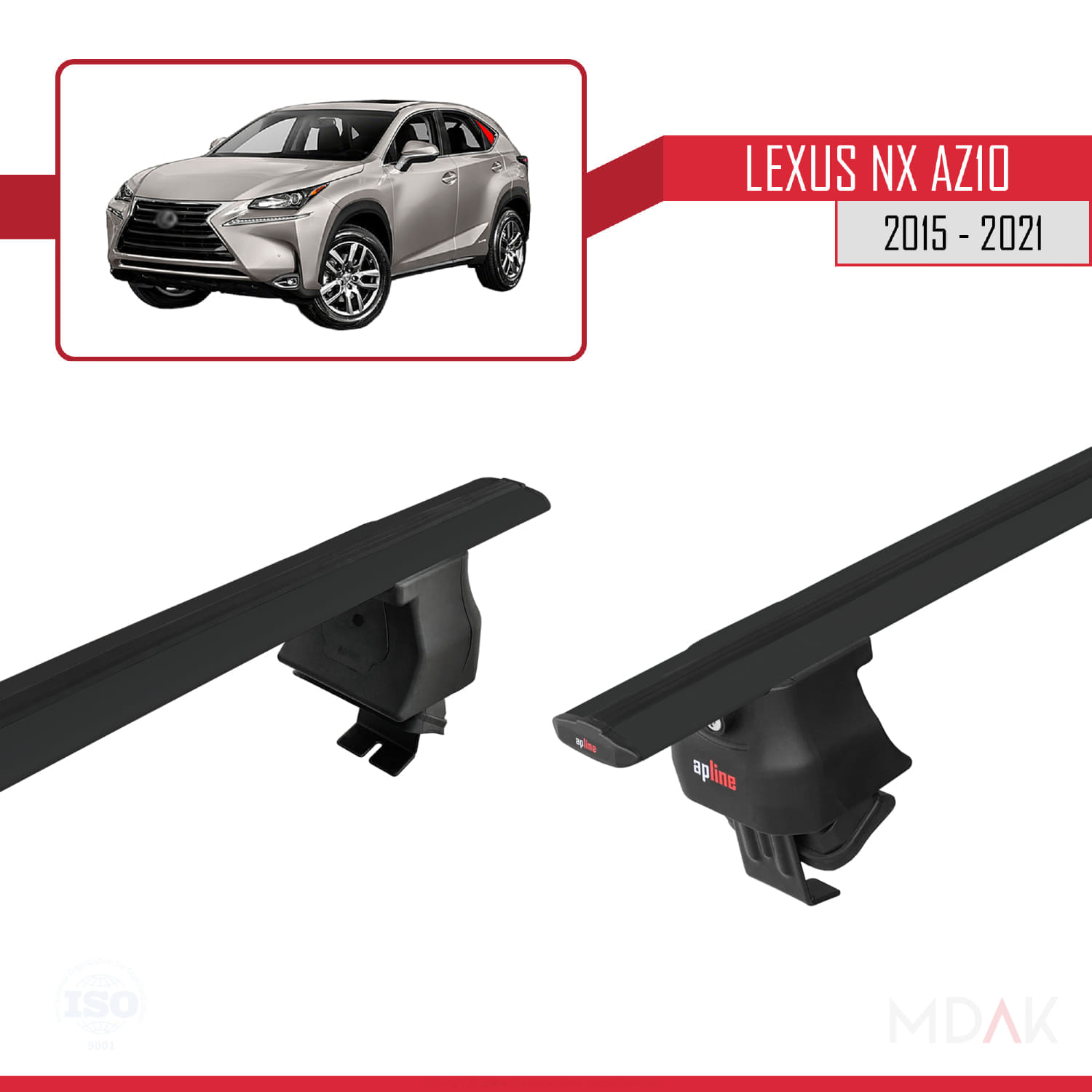 Lexus NX (AZ10) 2015-2021 Arası ile Uyumlu ACE-4 Ara Atkı Tavan Barı Siyah 2 Adet - Görsel 4