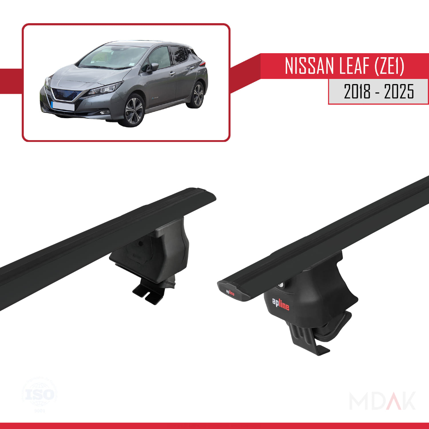 Nissan Leaf 2 (ZE1) 2018 ve Sonrası ile Uyumlu ACE-4 Ara Atkı Tavan Barı Siyah 2 Adet - Görsel 4