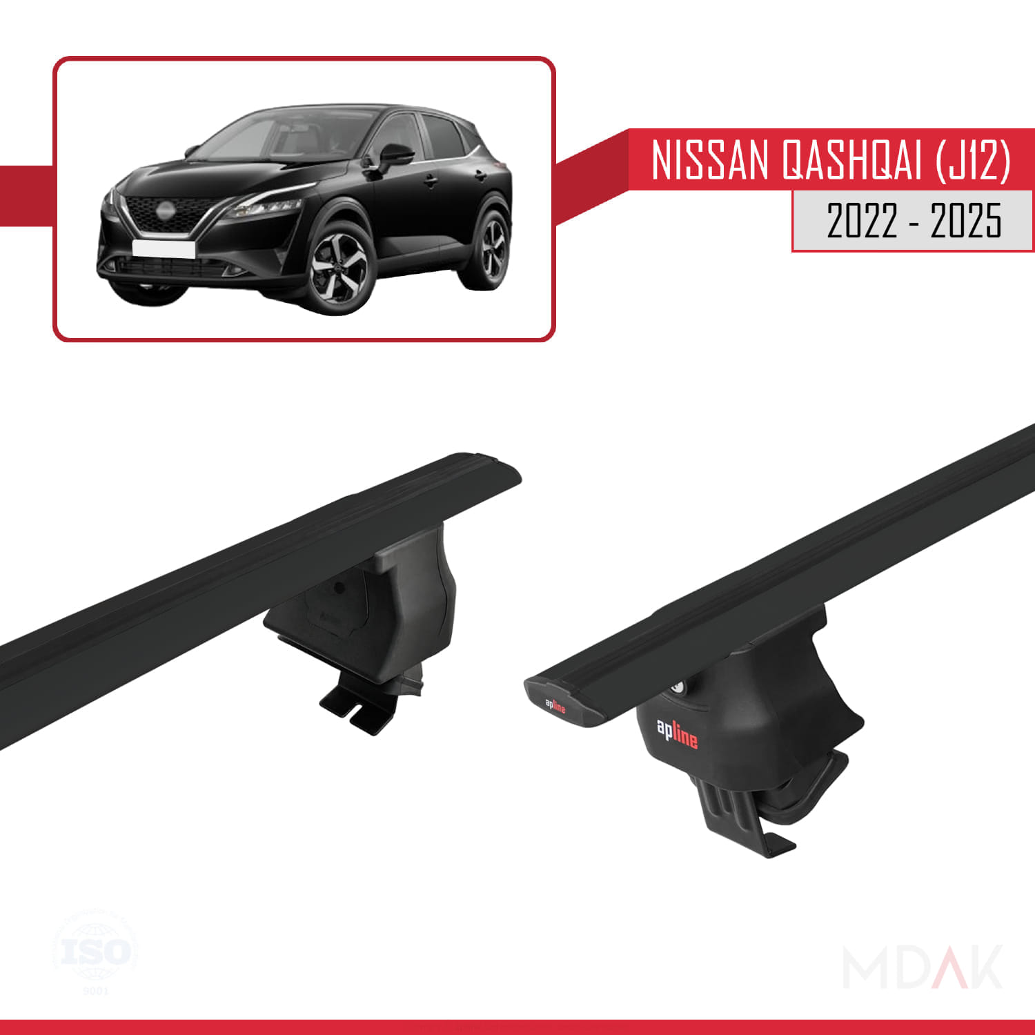 Nissan Qashqai 3 (J12) 2022 ve Sonrası ile Uyumlu ACE-4 Ara Atkı Tavan Barı Siyah 2 Adet - Görsel 4
