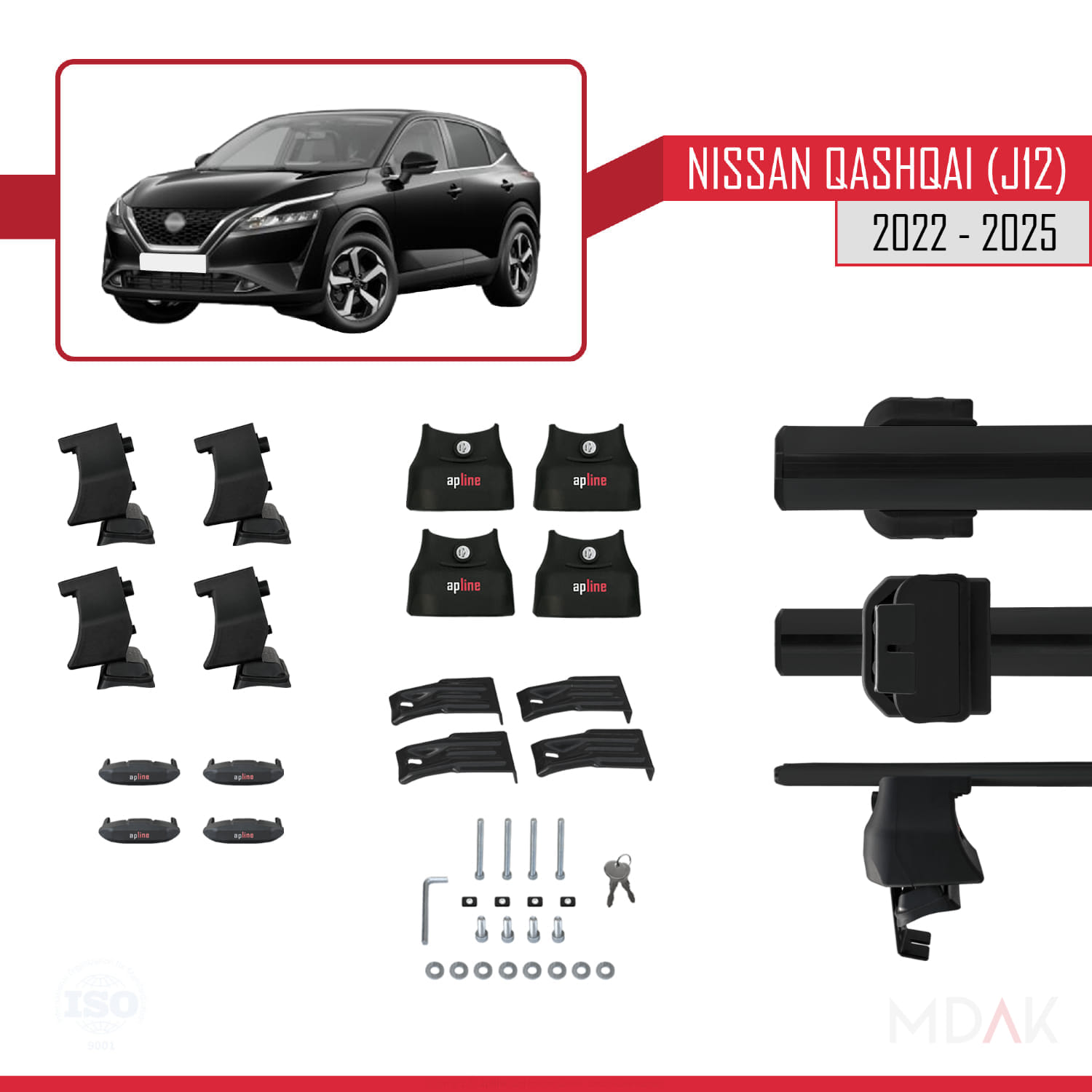 Nissan Qashqai 3 (J12) 2022 ve Sonrası ile Uyumlu ACE-4 Ara Atkı Tavan Barı Siyah 2 Adet - Görsel 5