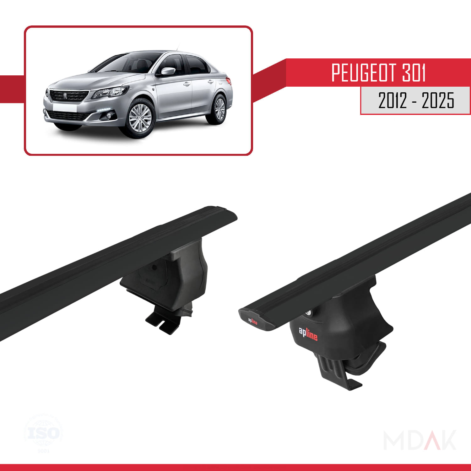 Peugeot 301 2012 ve Sonrası ile Uyumlu ACE-4 Ara Atkı Tavan Barı Siyah 2 Adet - Görsel 4