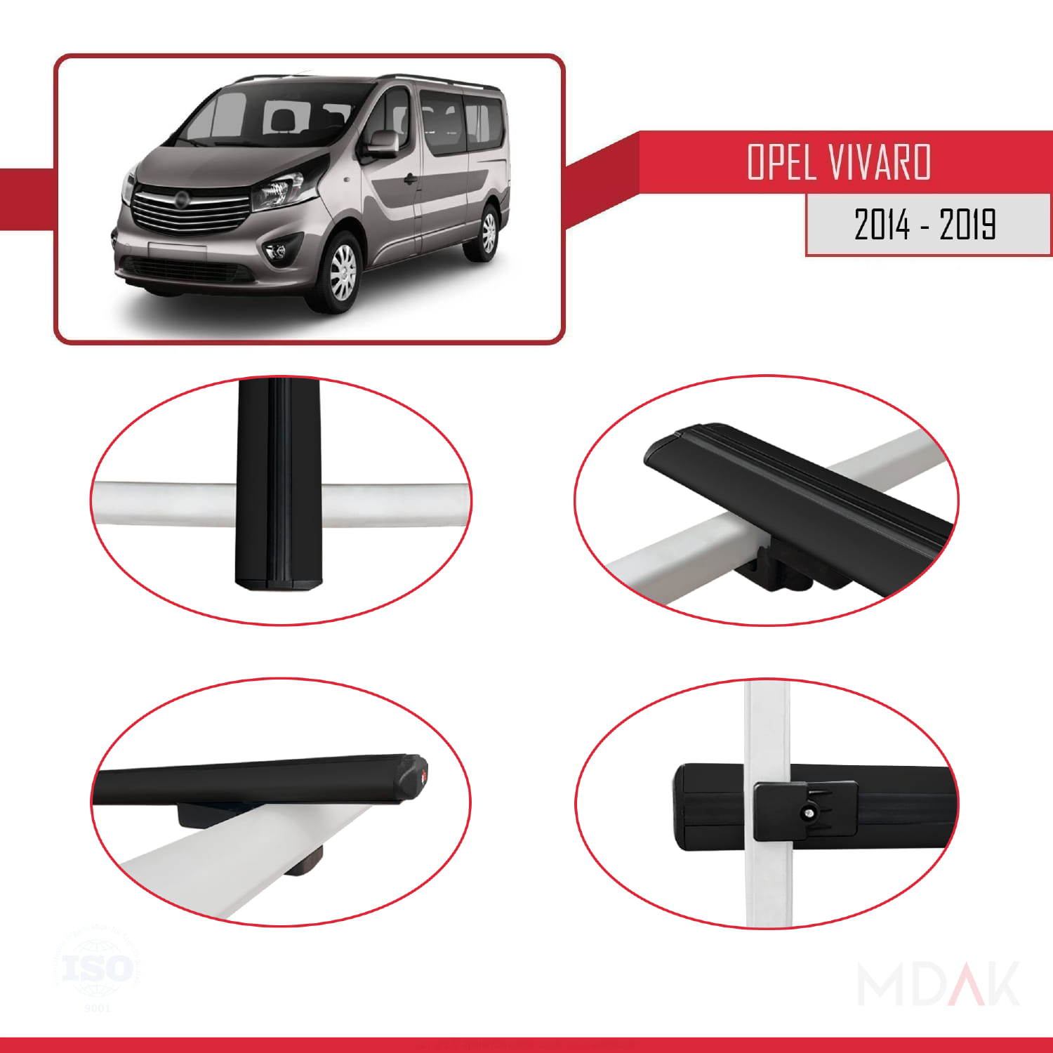 Opel Vivaro B 2014-2019 Arası ile Uyumlu BASIC Model Ara Atkı Tavan Barı Siyah 3 Adet - Görsel 4