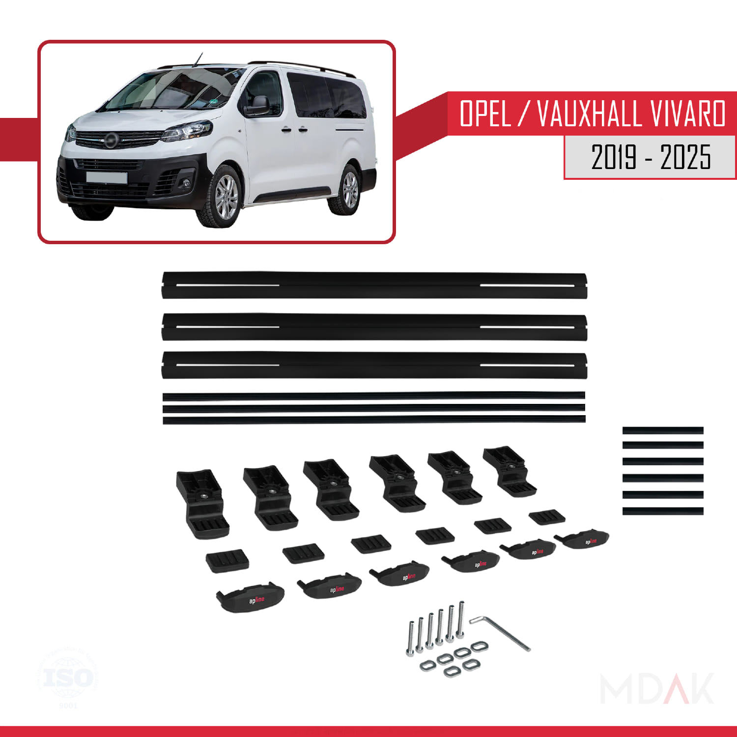 Opel Vivaro C 2019 ve Sonrası ile Uyumlu BASIC Model Ara Atkı Tavan Barı Siyah 3 Adet - Görsel 6