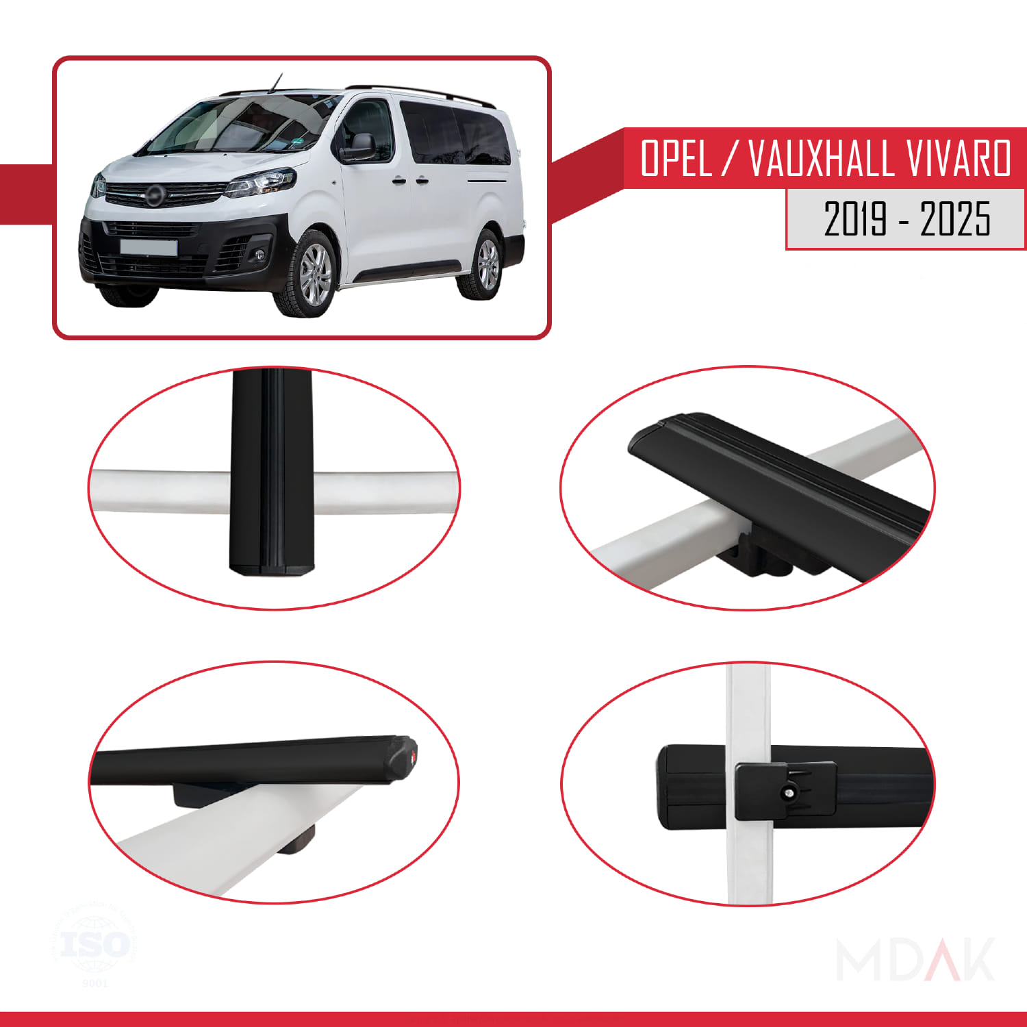 Opel Vivaro C 2019 ve Sonrası ile Uyumlu BASIC Model Ara Atkı Tavan Barı Siyah 2 Adet - Görsel 4