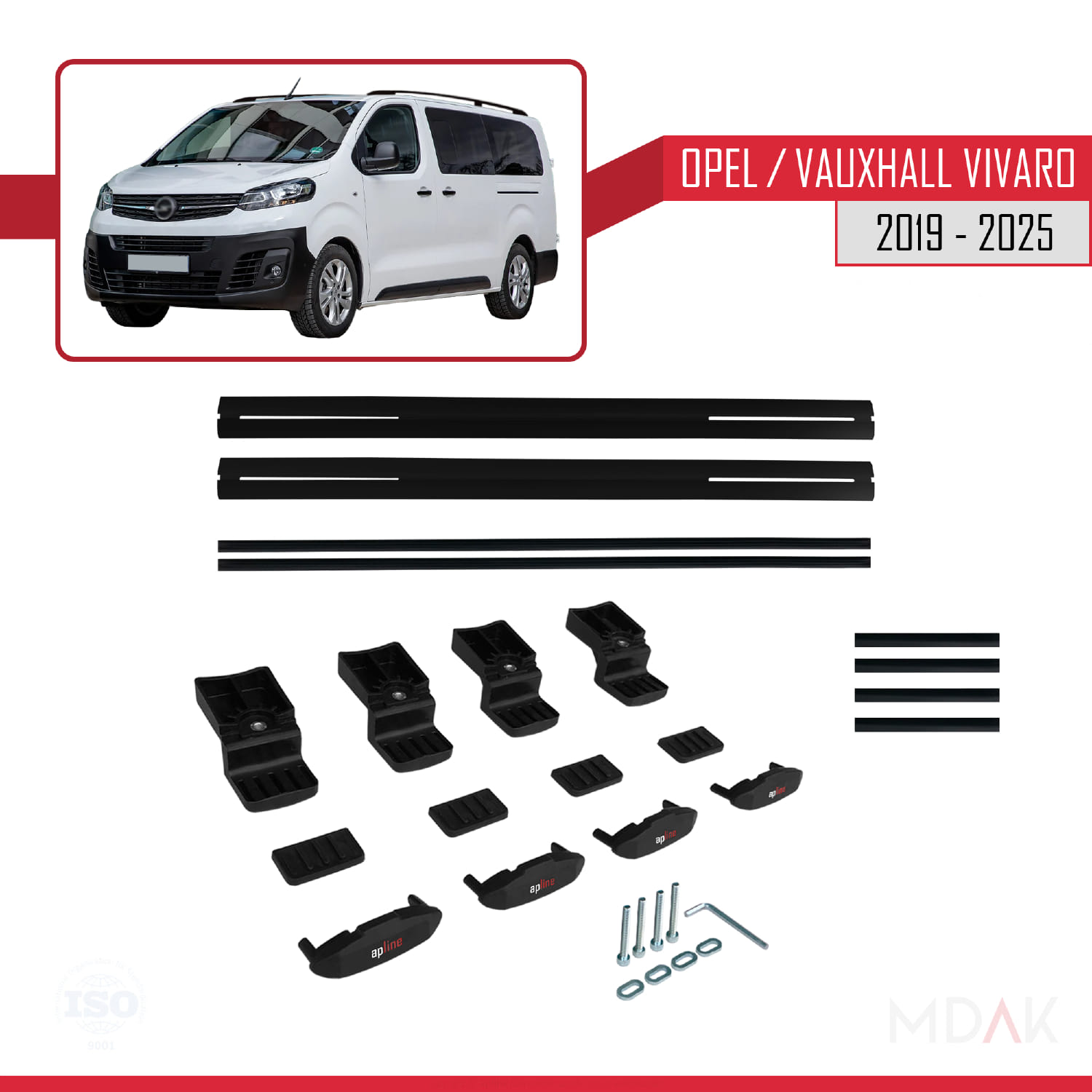 Opel Vivaro C 2019 ve Sonrası ile Uyumlu BASIC Model Ara Atkı Tavan Barı Siyah 2 Adet - Görsel 6