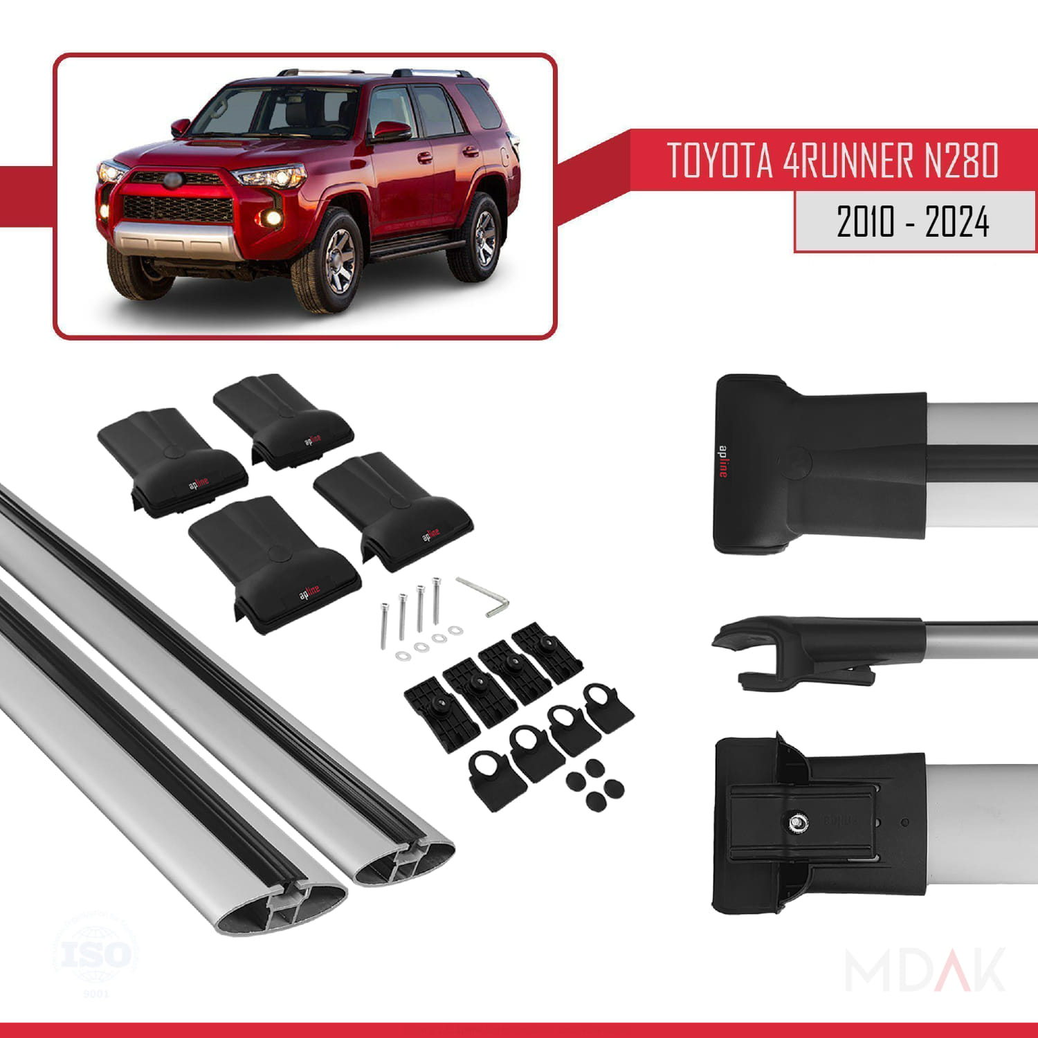 Toyota 4Runner (N280) 2010-2024 Arası ile Uyumlu FLY Model Ara Atkı Tavan Barı Gri 2 Adet - Görsel 5