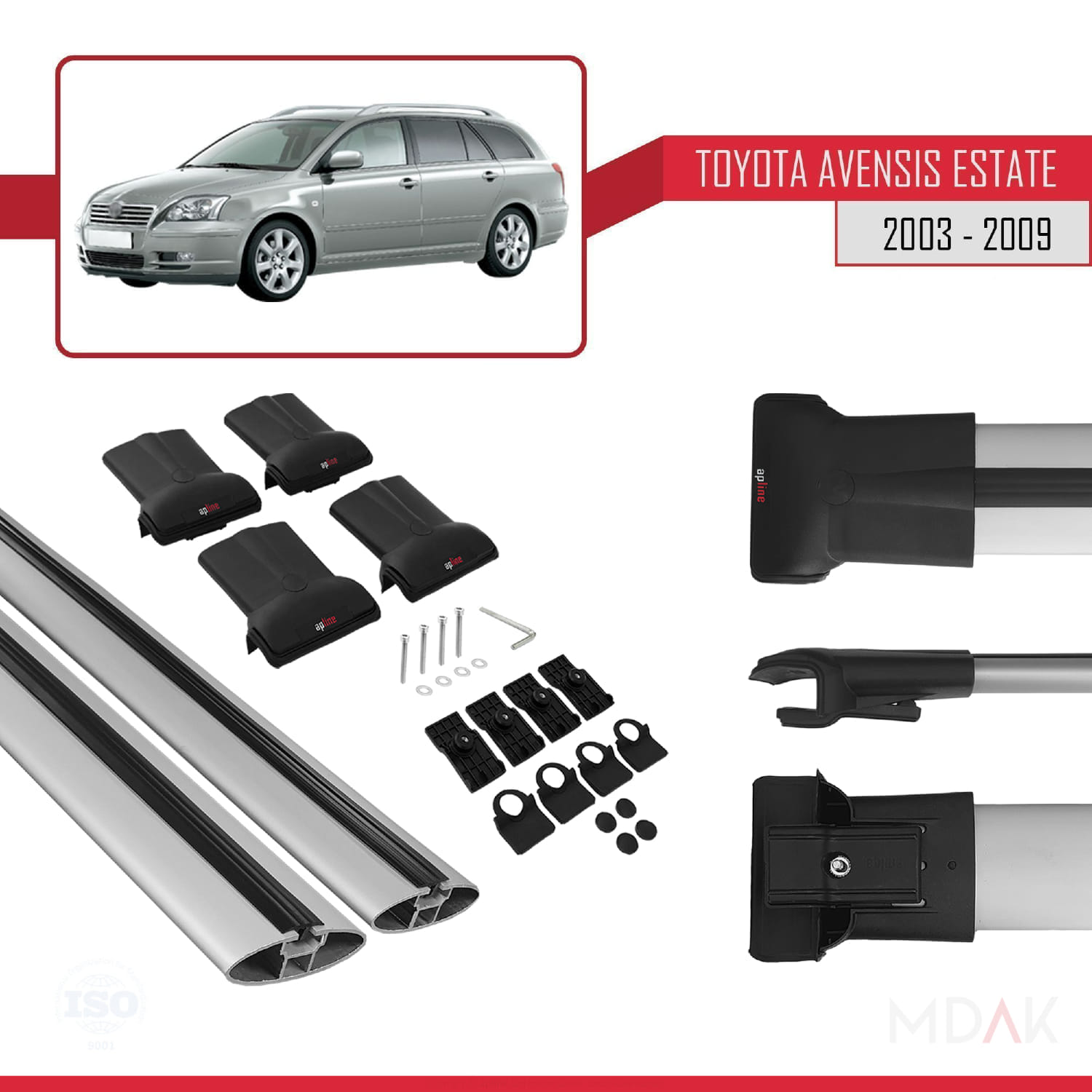 Toyota Avensis SW 2003-2009 Arası ile Uyumlu FLY Model Ara Atkı Tavan Barı Gri 2 Adet - Görsel 5