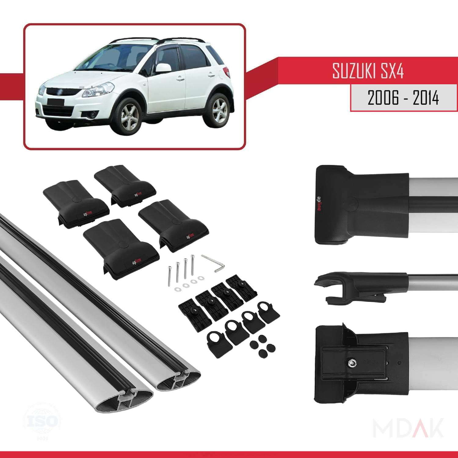 Suzuki SX4 II (JY) 2006-2014 Arası ile Uyumlu FLY Model Ara Atkı Tavan Barı Gri 2 Adet - Görsel 5