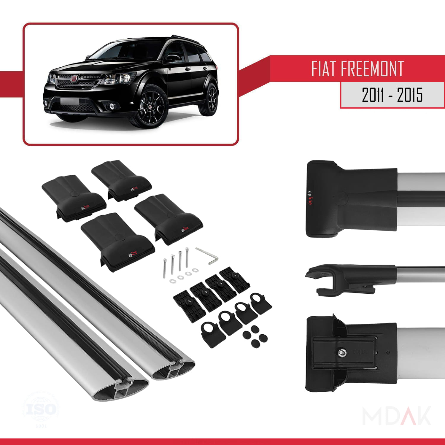 Fiat Freemont 2011-2015 Arası ile Uyumlu FLY Model Ara Atkı Tavan Barı Gri 2 Adet - Görsel 5