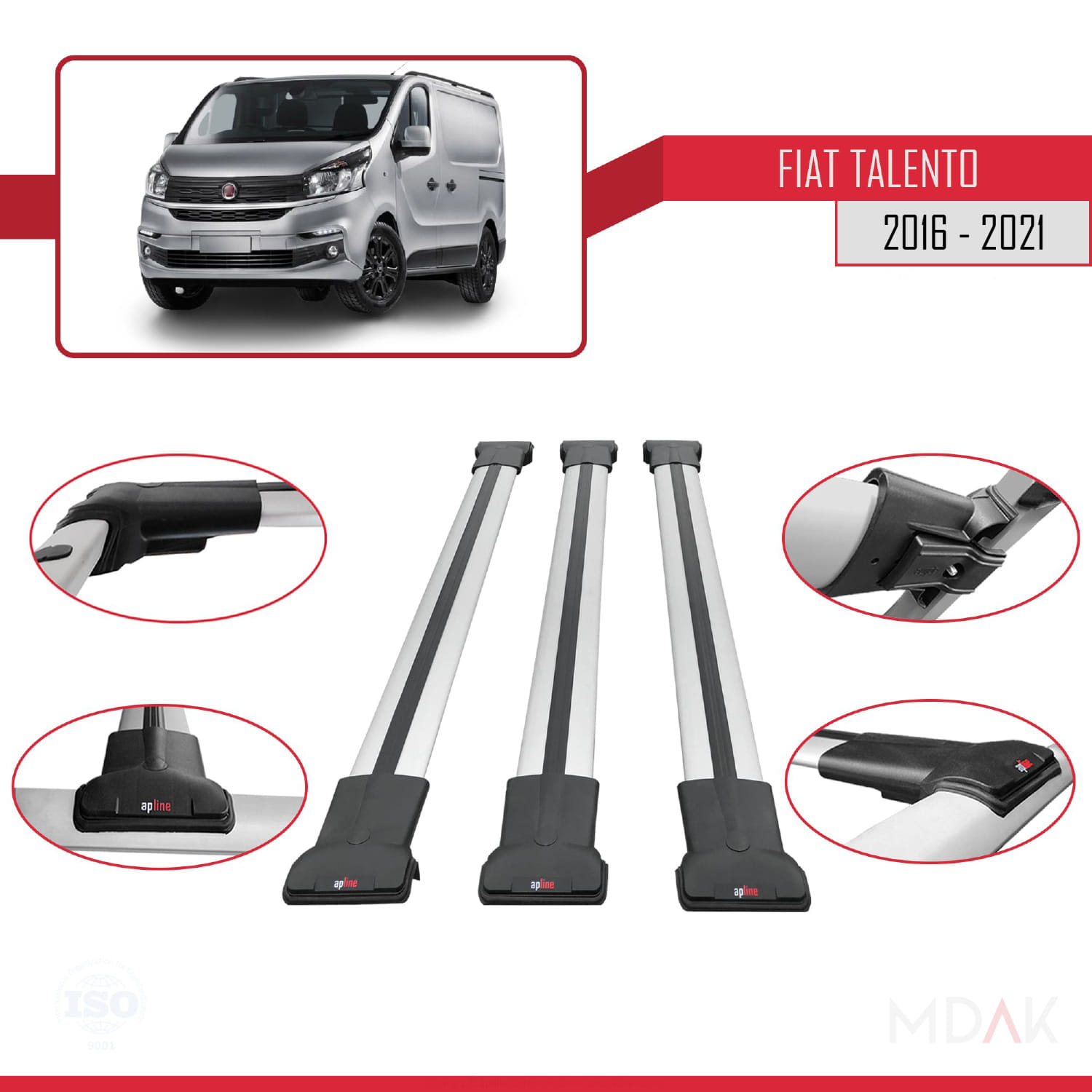 Fiat Talento 2016-2021 Arası ile Uyumlu FLY Model Ara Atkı Tavan Barı Gri 3 Adet - Görsel 4