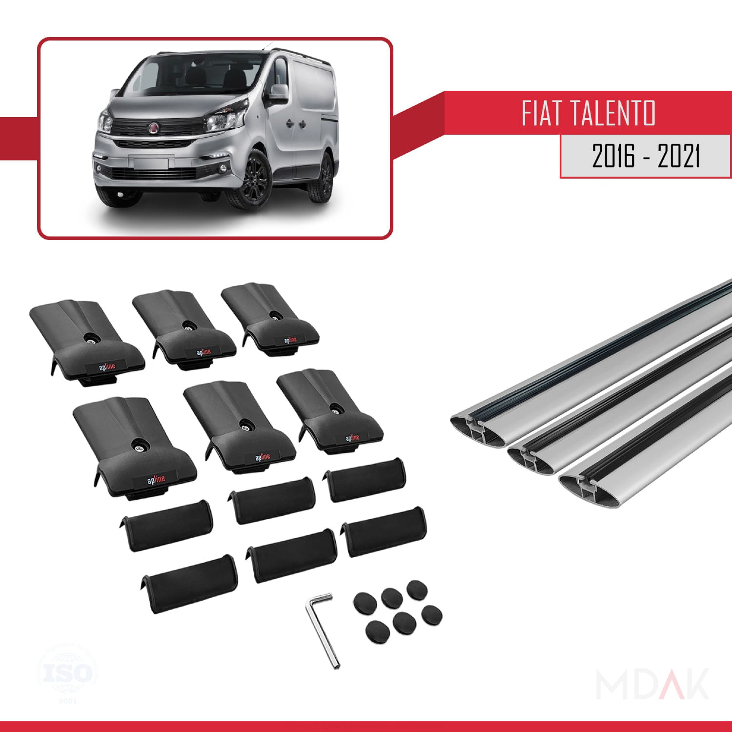 Fiat Talento 2016-2021 Arası ile Uyumlu FLY Model Ara Atkı Tavan Barı Gri 3 Adet - Görsel 5