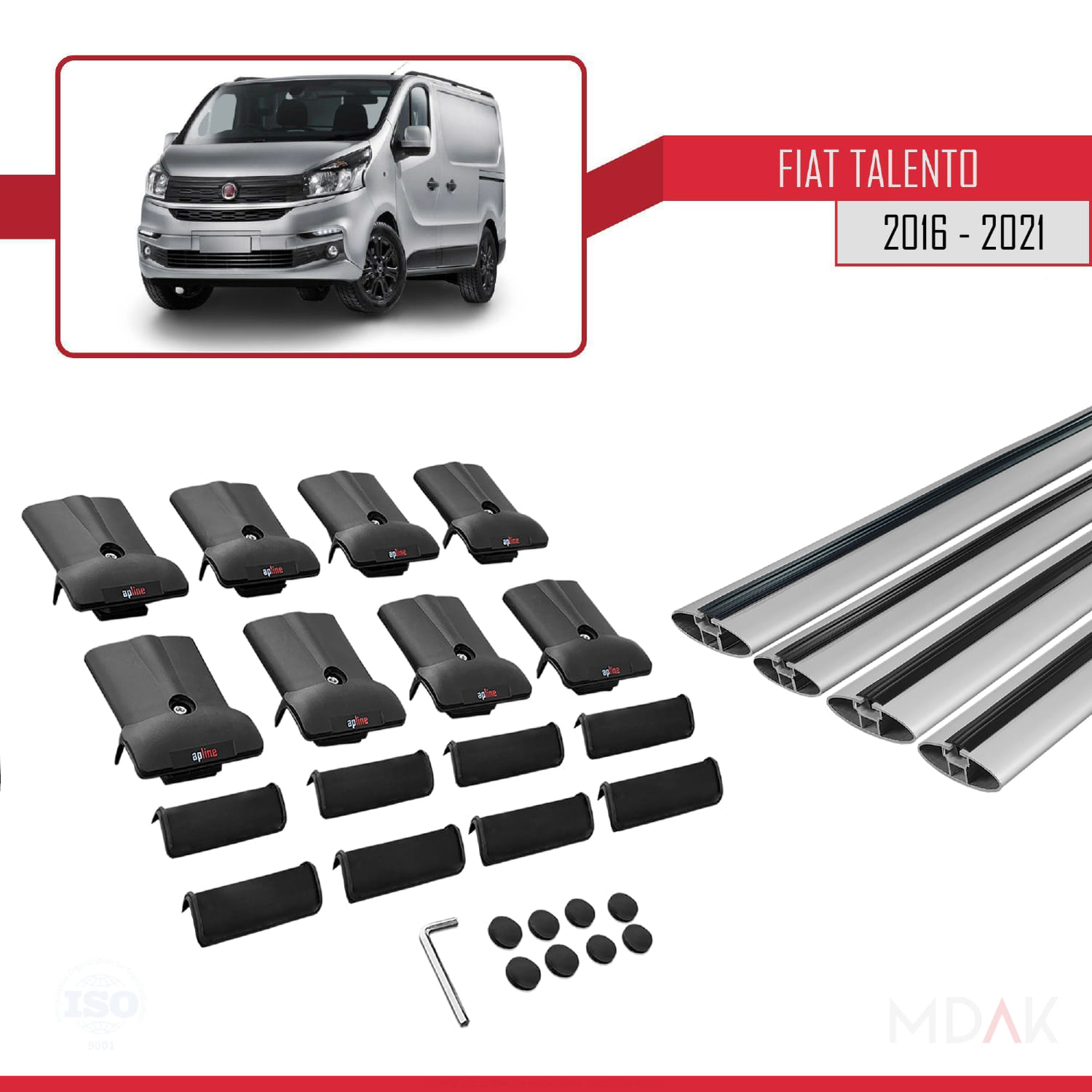 Fiat Talento 2016-2021 Arası ile Uyumlu FLY Model Ara Atkı Tavan Barı Gri 4 Adet - Görsel 5