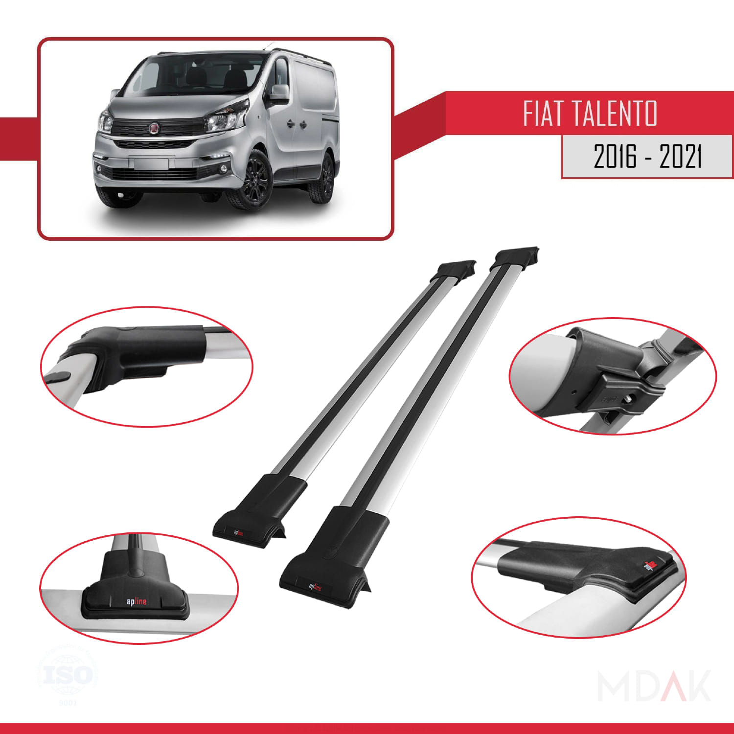 Fiat Talento 2016-2021 Arası ile Uyumlu FLY Model Ara Atkı Tavan Barı Gri 2 Adet - Görsel 3