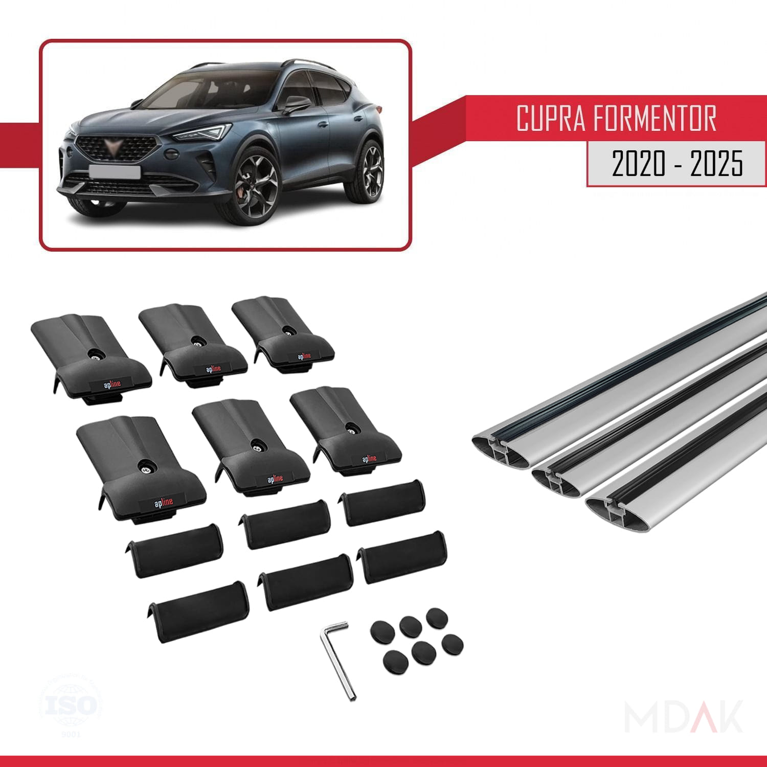 Cupra Formentor 2020 ve Sonrası ile Uyumlu FLY Model Ara Atkı Tavan Barı Gri 3 Adet - Görsel 5
