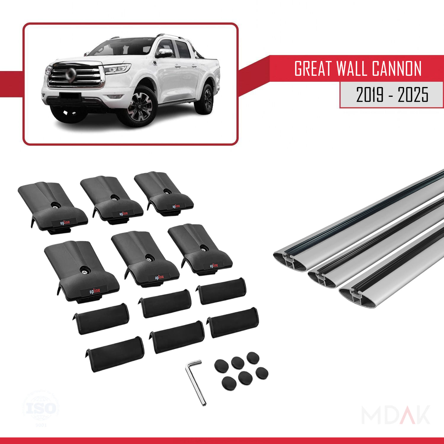Great Wall Cannon 2019 ve Sonrası ile Uyumlu FLY Model Ara Atkı Tavan Barı Gri 3 Adet - Görsel 5