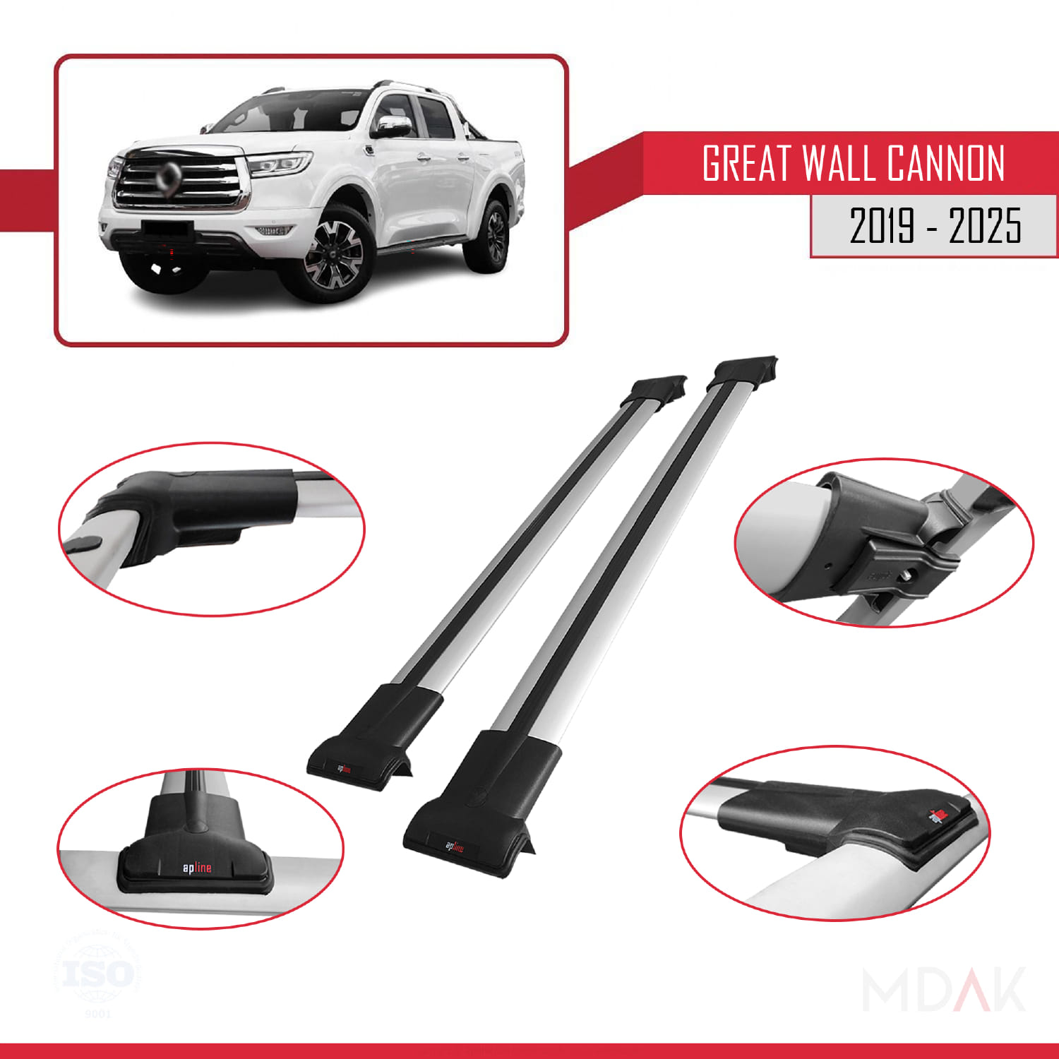 Great Wall Cannon 2019 ve Sonrası ile Uyumlu FLY Model Ara Atkı Tavan Barı Gri 2 Adet - Görsel 4