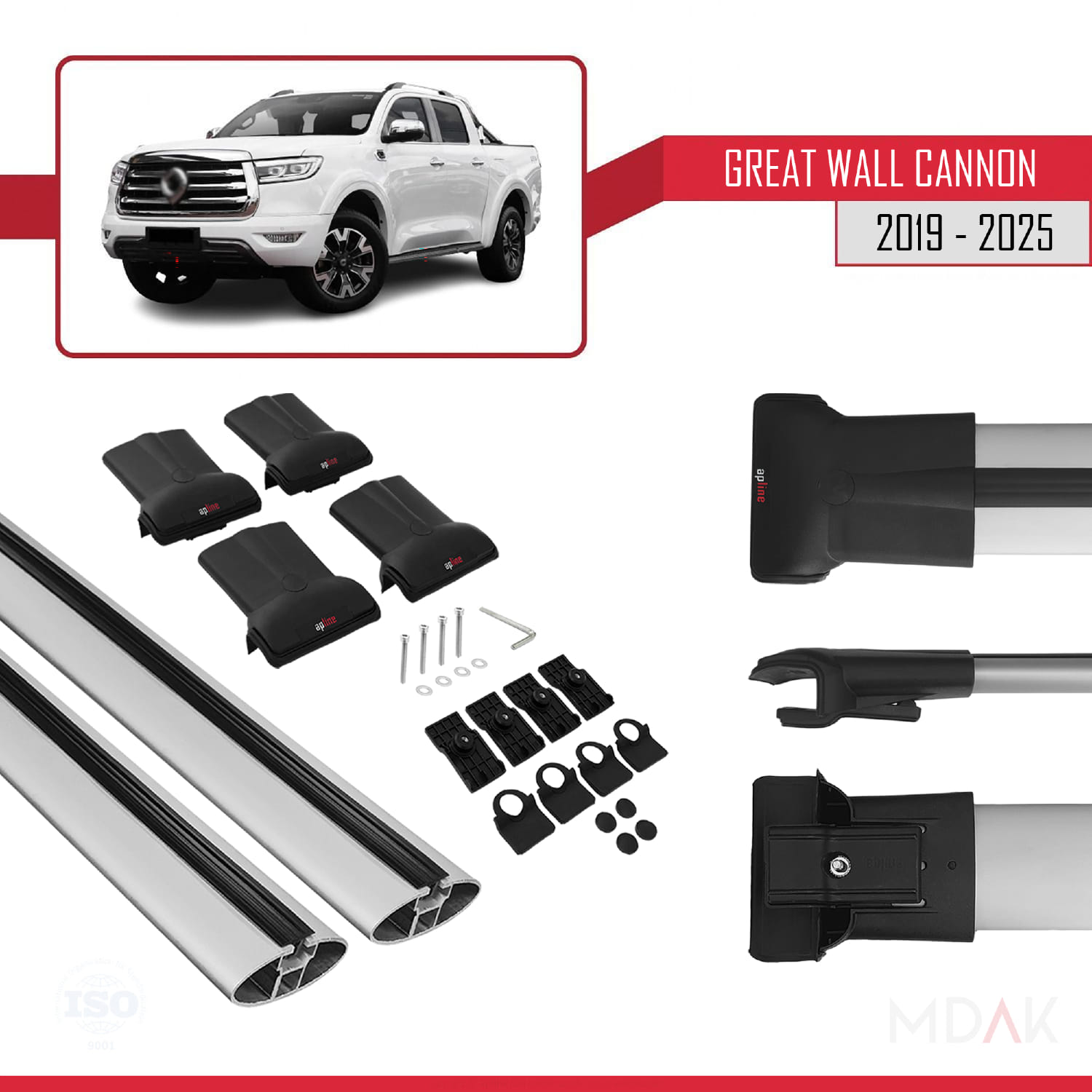 Great Wall Cannon 2019 ve Sonrası ile Uyumlu FLY Model Ara Atkı Tavan Barı Gri 2 Adet - Görsel 5