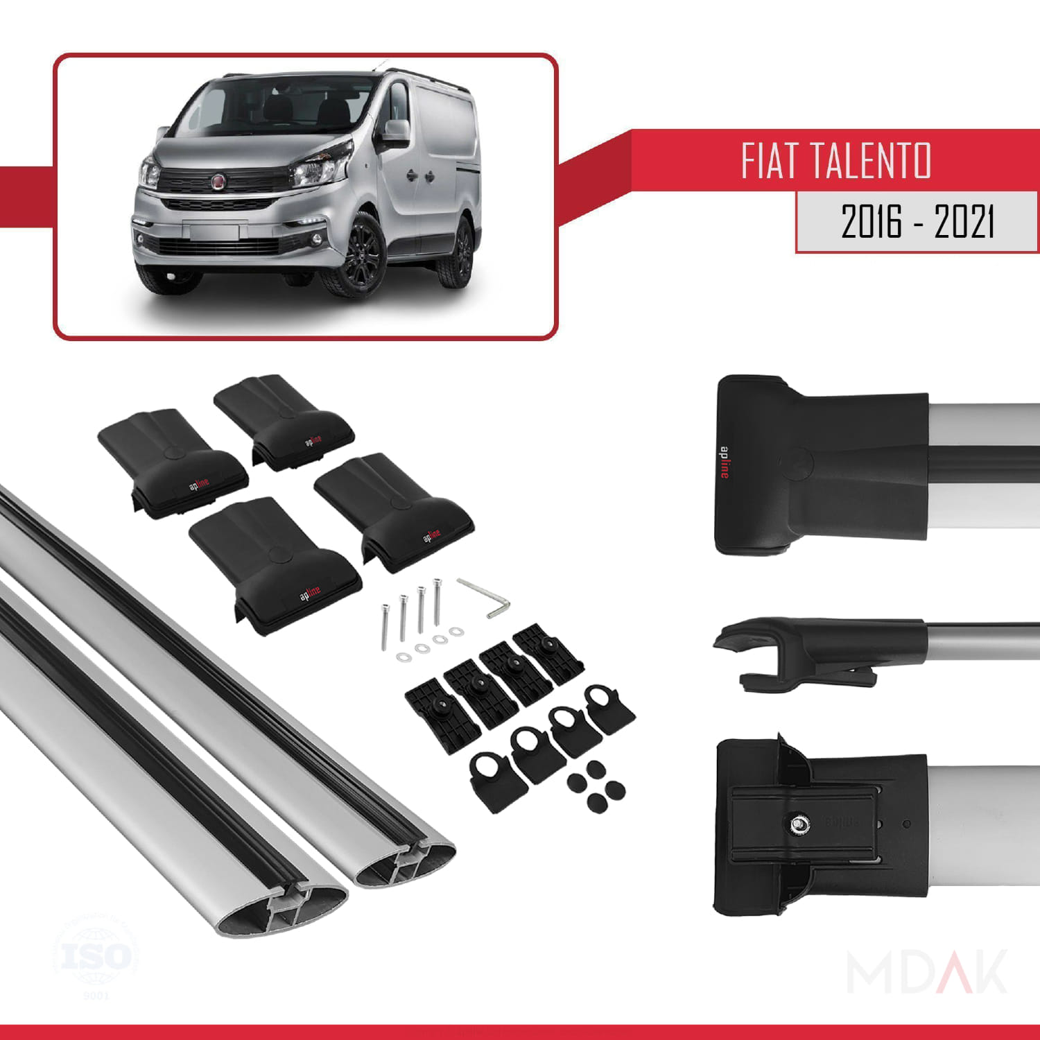 Fiat Talento 2016-2021 Arası ile Uyumlu FLY Model Ara Atkı Tavan Barı Gri 2 Adet - Görsel 5