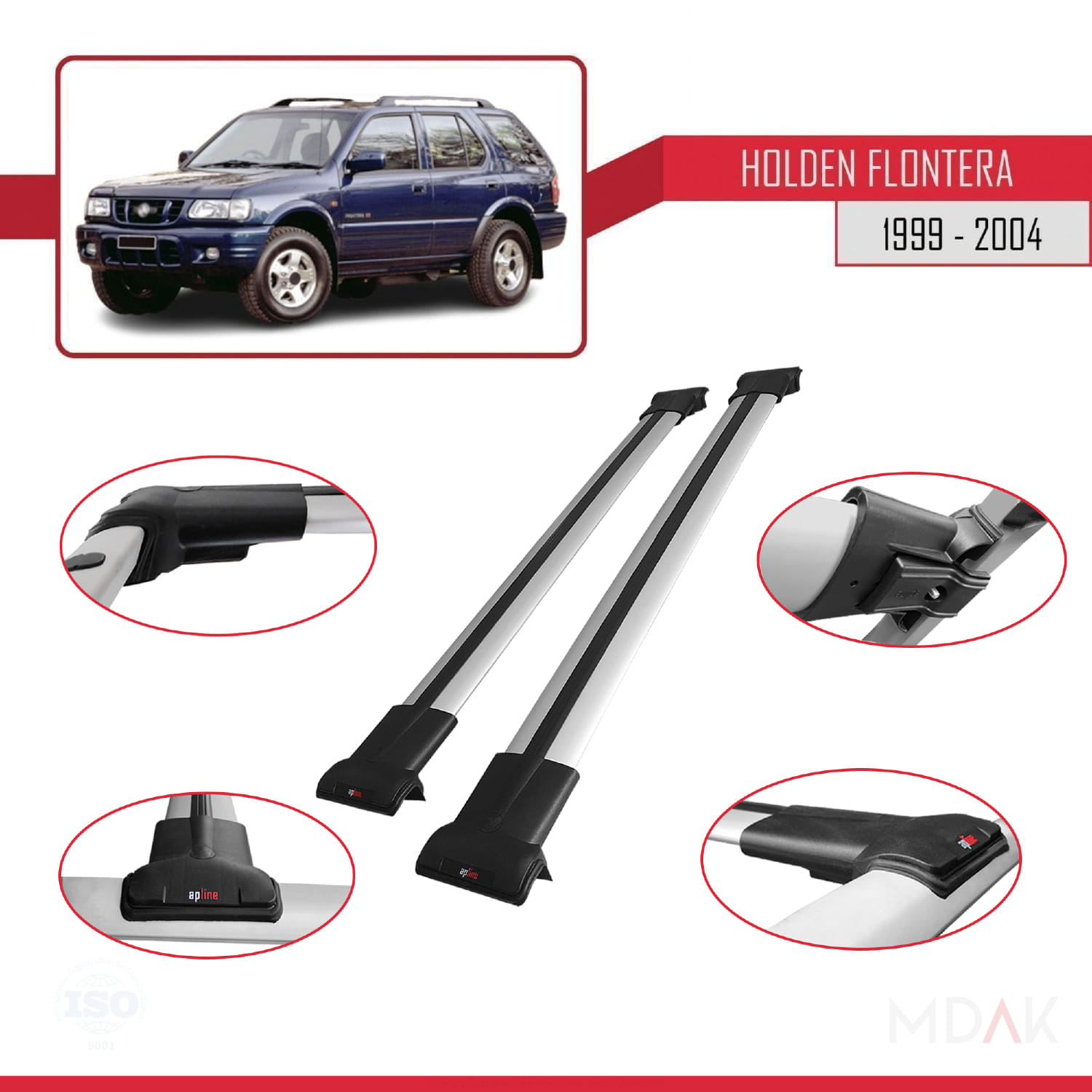 Holden Frontera 2 1999-2004 Arası ile Uyumlu FLY Model Ara Atkı Tavan Barı Gri 2 Adet - Görsel 4