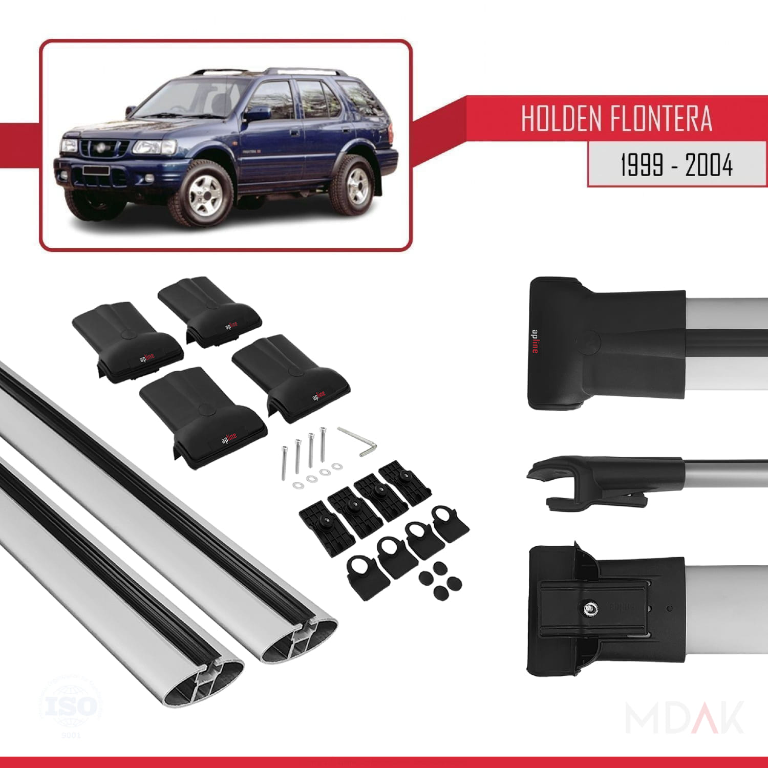 Holden Frontera 2 1999-2004 Arası ile Uyumlu FLY Model Ara Atkı Tavan Barı Gri 2 Adet - Görsel 5