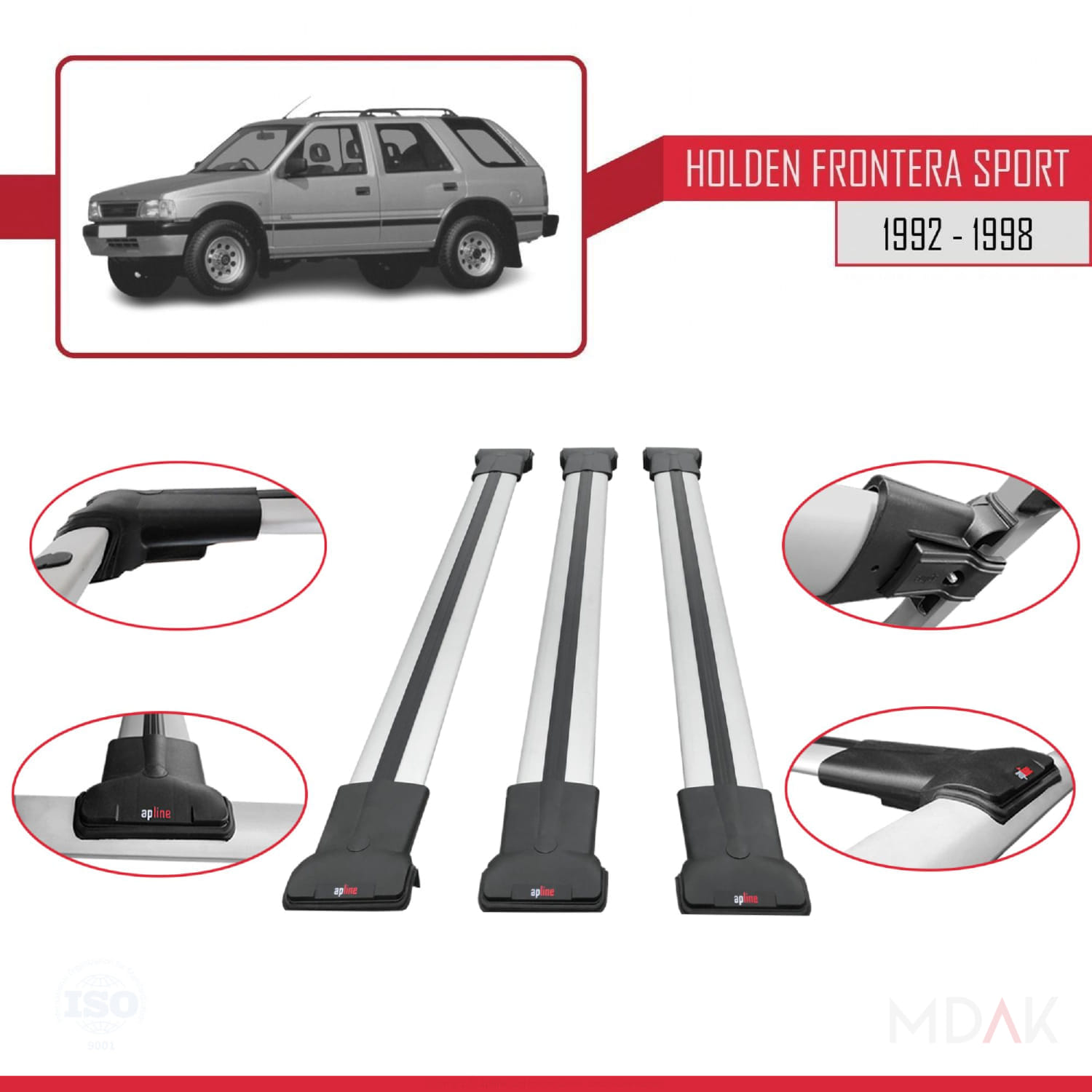 Holden Frontera Sport 1992-1998 Arası ile Uyumlu FLY Model Ara Atkı Tavan Barı Gri 3 Adet - Görsel 4