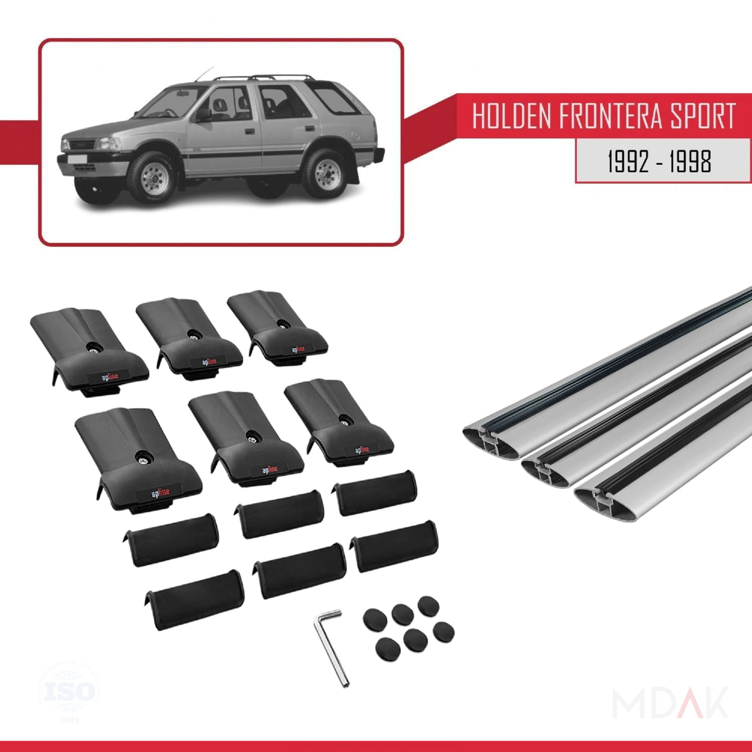 Holden Frontera Sport 1992-1998 Arası ile Uyumlu FLY Model Ara Atkı Tavan Barı Gri 3 Adet - Görsel 5