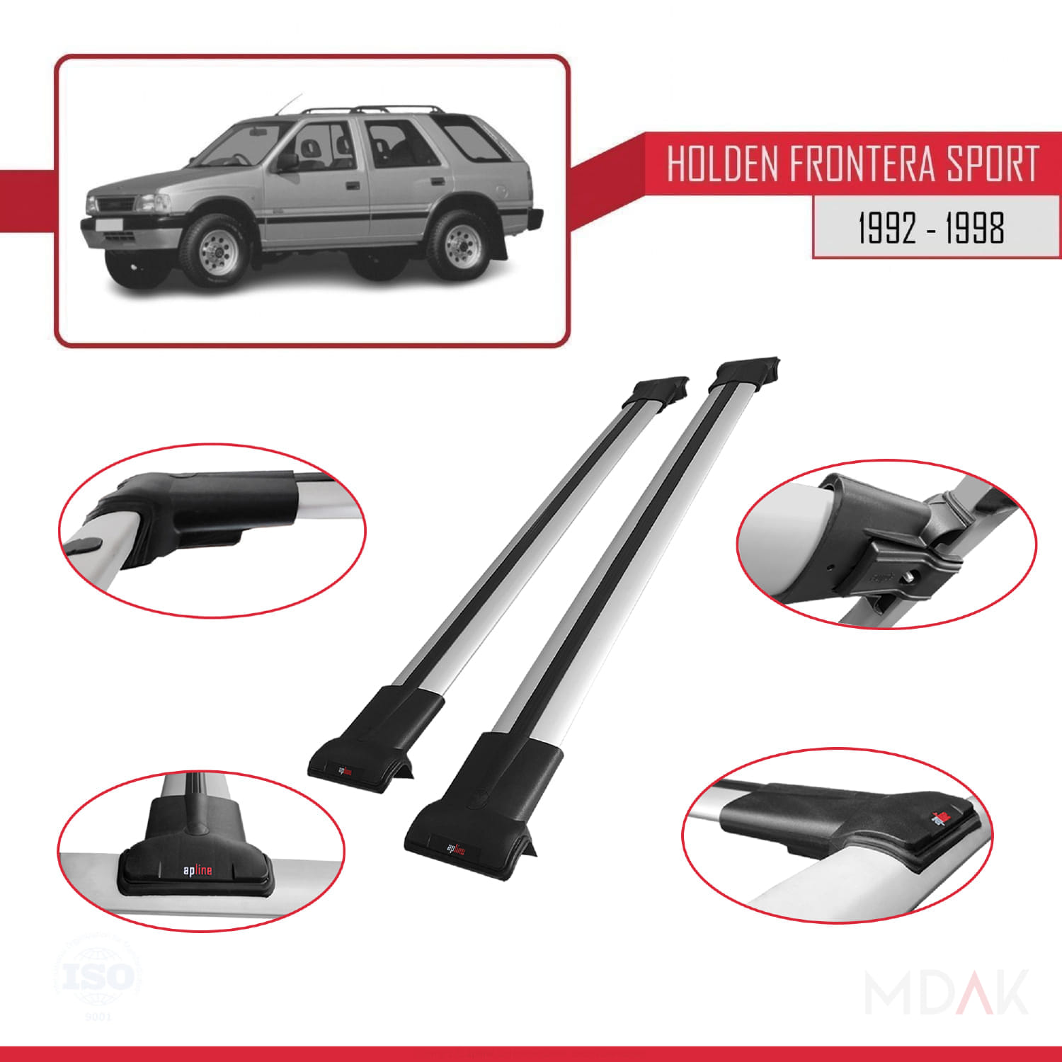 Holden Frontera Sport 1992-1998 Arası ile Uyumlu FLY Model Ara Atkı Tavan Barı Gri 2 Adet - Görsel 4