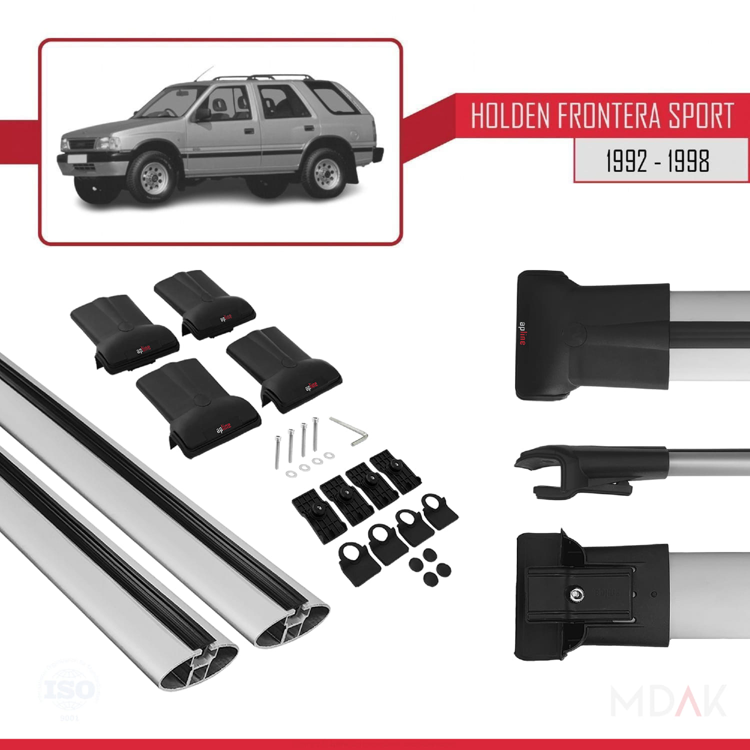 Holden Frontera Sport 1992-1998 Arası ile Uyumlu FLY Model Ara Atkı Tavan Barı Gri 2 Adet - Görsel 5