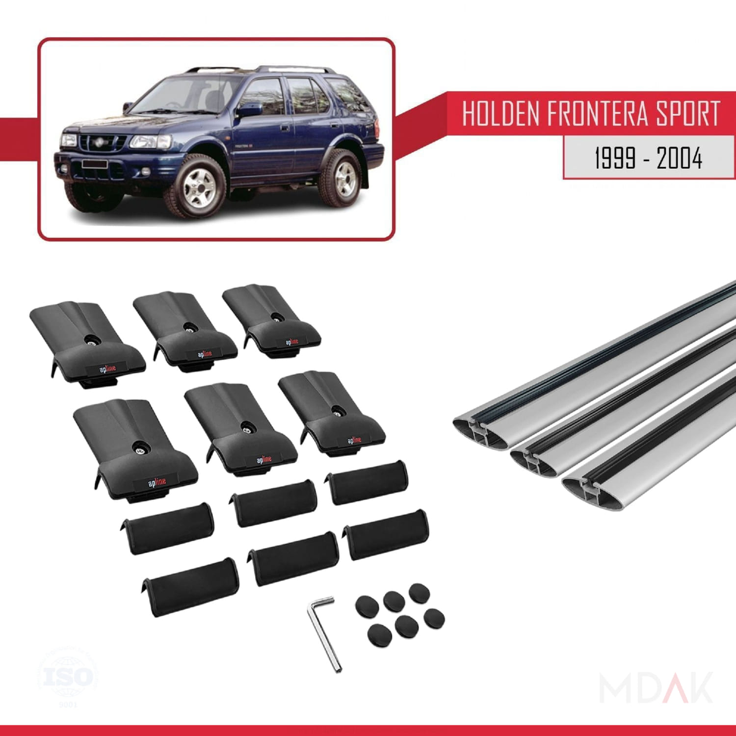 Holden Frontera Sport 2 1999-2004 Arası ile Uyumlu FLY Model Ara Atkı Tavan Barı Gri 3 Adet - Görsel 5