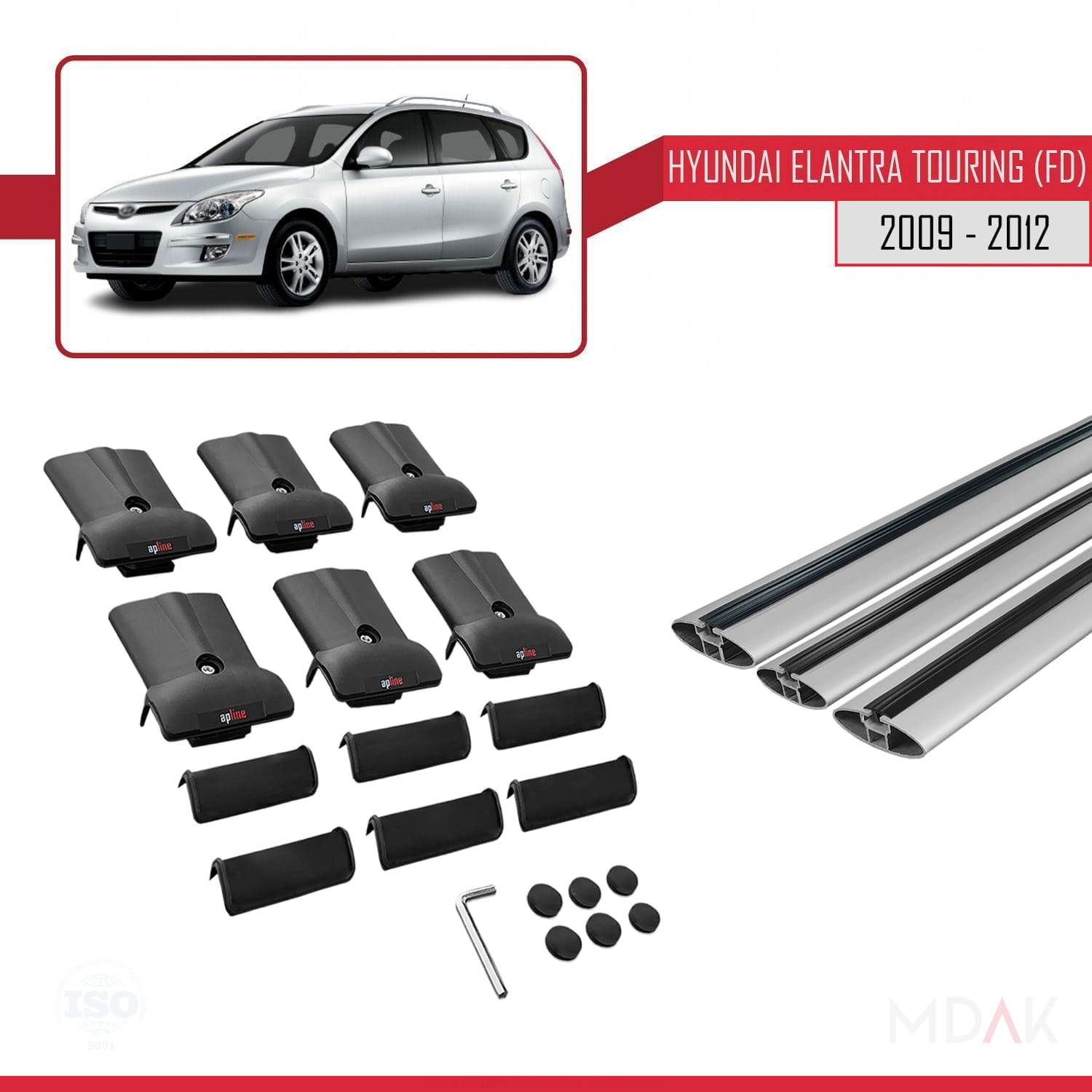 Hyundai Elantra Touring (FD) 2009-2012 Arası ile Uyumlu FLY Model Ara Atkı Tavan Barı Gri 3 Adet - Görsel 5