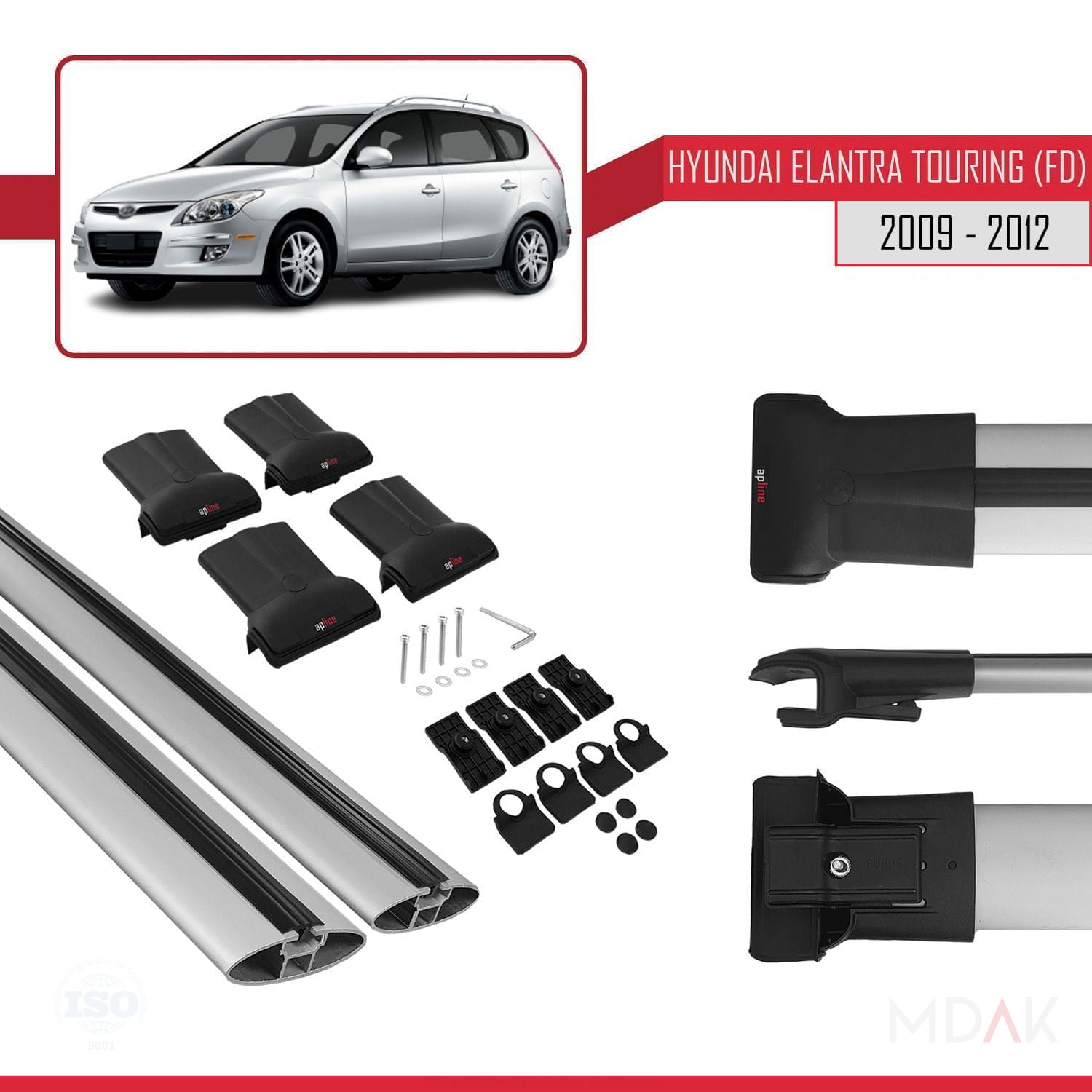 Hyundai Elantra Touring (FD) 2009-2012 Arası ile Uyumlu FLY Model Ara Atkı Tavan Barı Gri 2 Adet - Görsel 5
