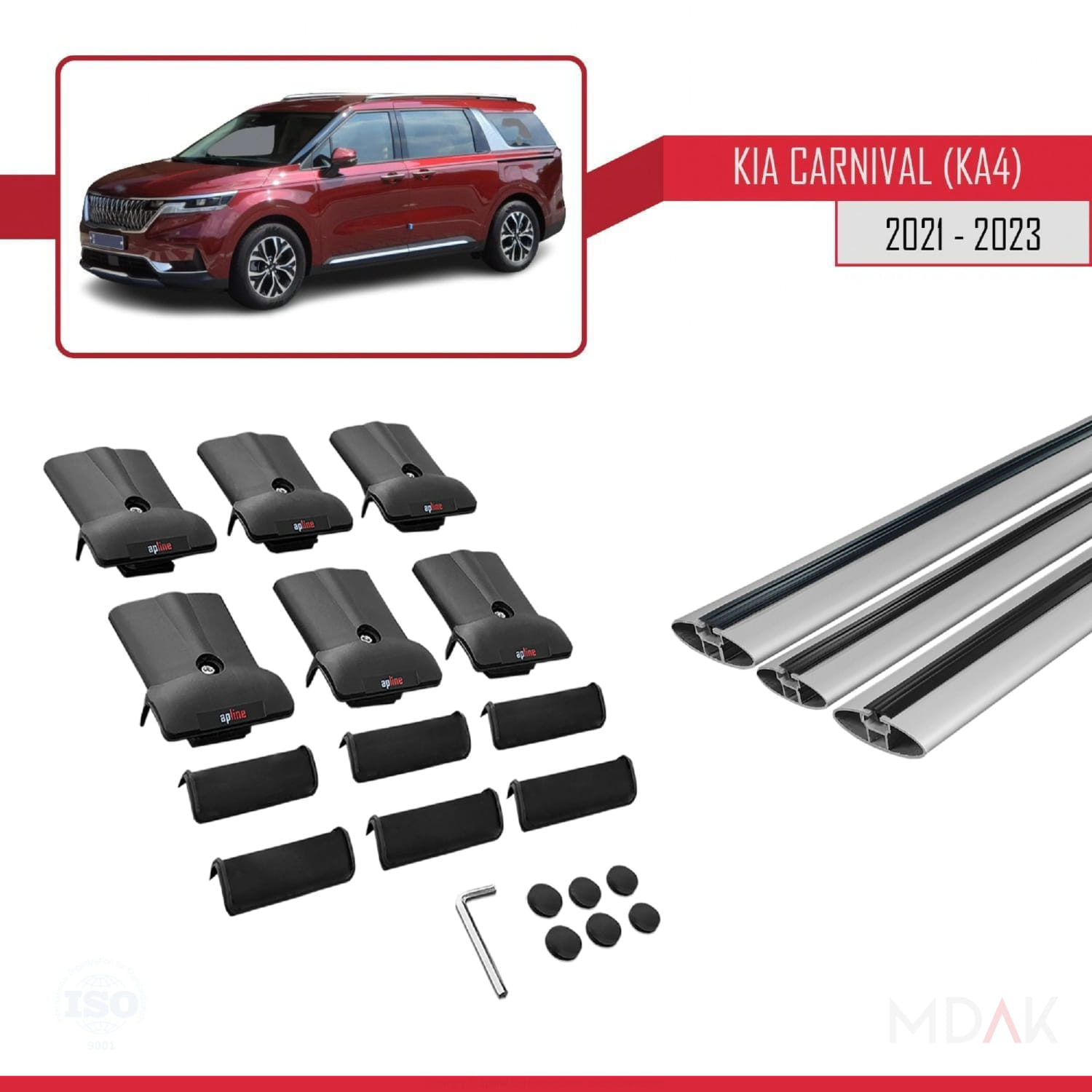 Kia Carnival 4 (KA4) 2021-2023 Arası ile Uyumlu FLY Model Ara Atkı Tavan Barı Gri 3 Adet - Görsel 5