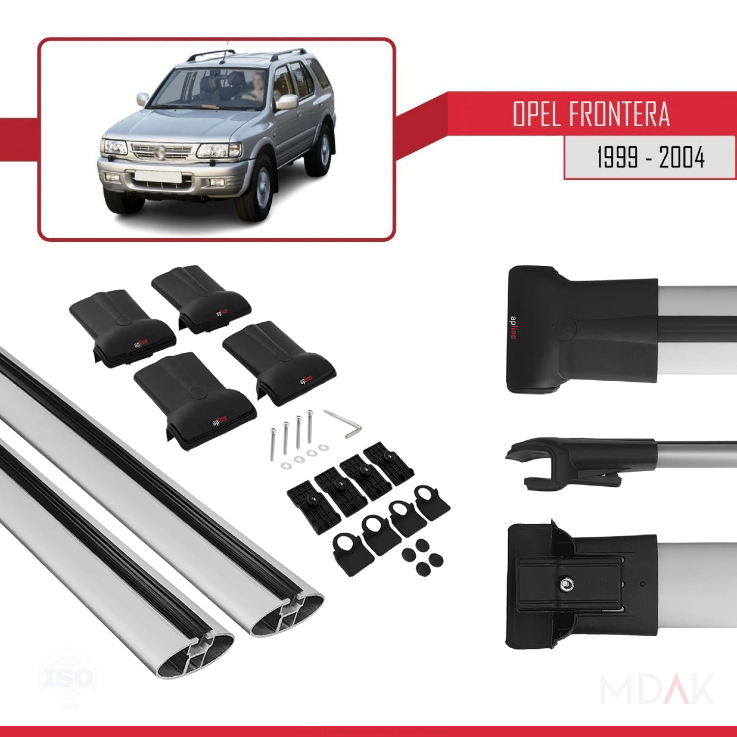Opel Frontera 2 1999-2004 Arası ile Uyumlu FLY Model Ara Atkı Tavan Barı Gri 2 Adet - Görsel 5
