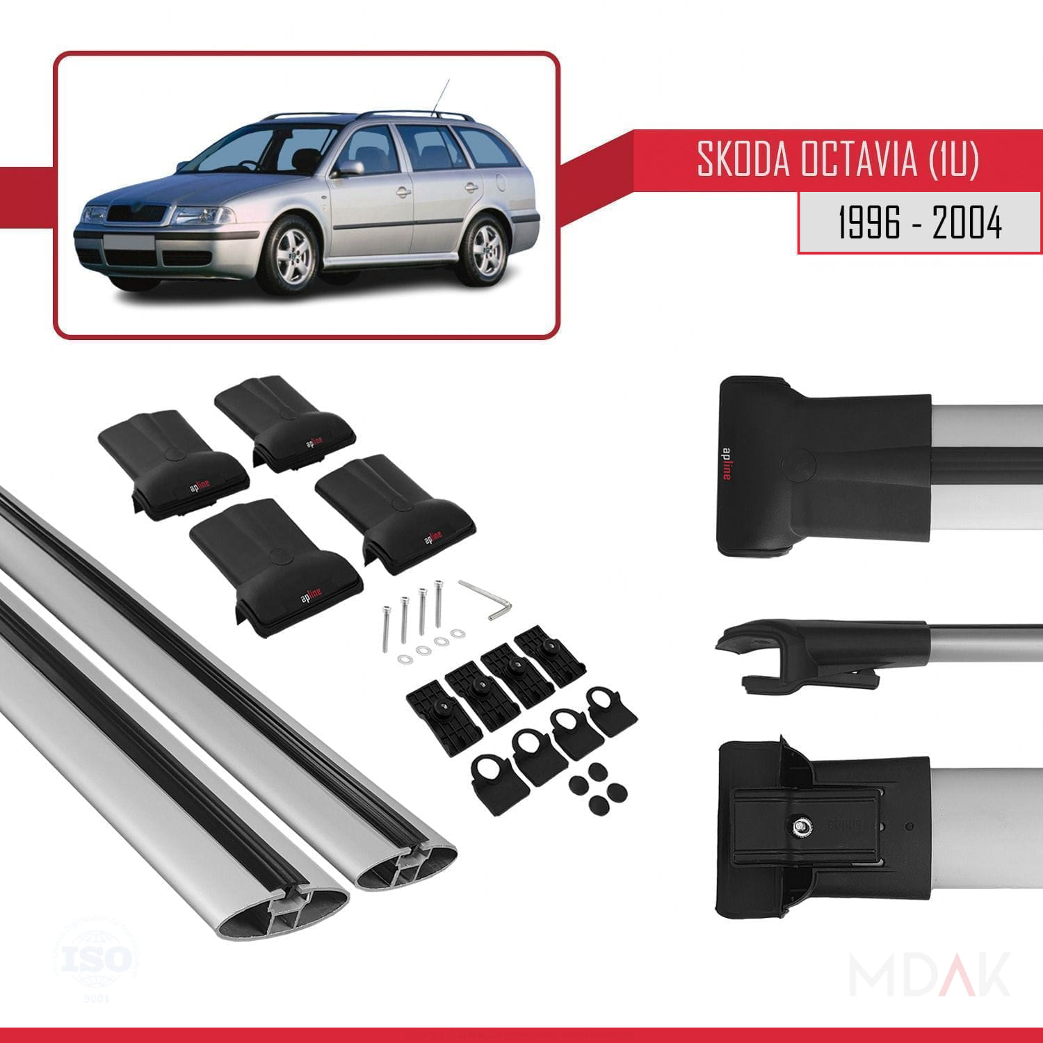 Skoda Octavia (1U) 1996-2004 Arası ile Uyumlu FLY Model Ara Atkı Tavan Barı Gri 2 Adet - Görsel 5