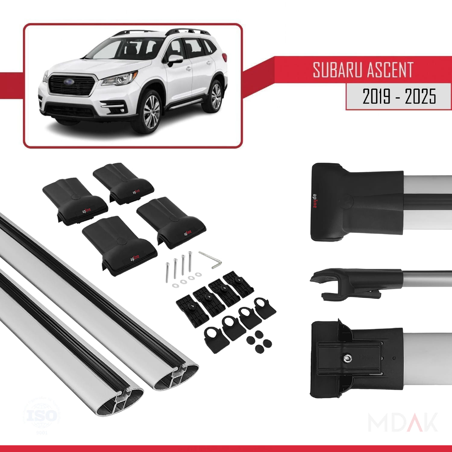 Subaru Ascent 2019 ve Sonrası ile Uyumlu FLY Model Ara Atkı Tavan Barı Gri 2 Adet - Görsel 5