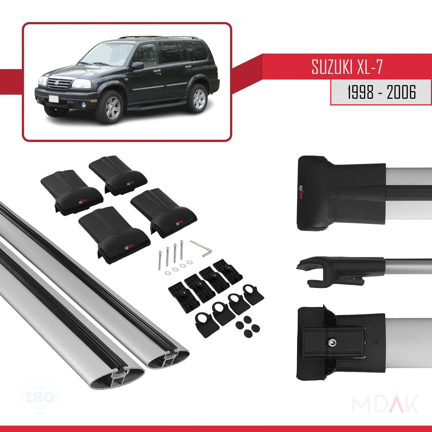 Suzuki XL-7 1998-2006 Arası ile Uyumlu FLY Model Ara Atkı Tavan Barı Gri 2 Adet - Görsel 5