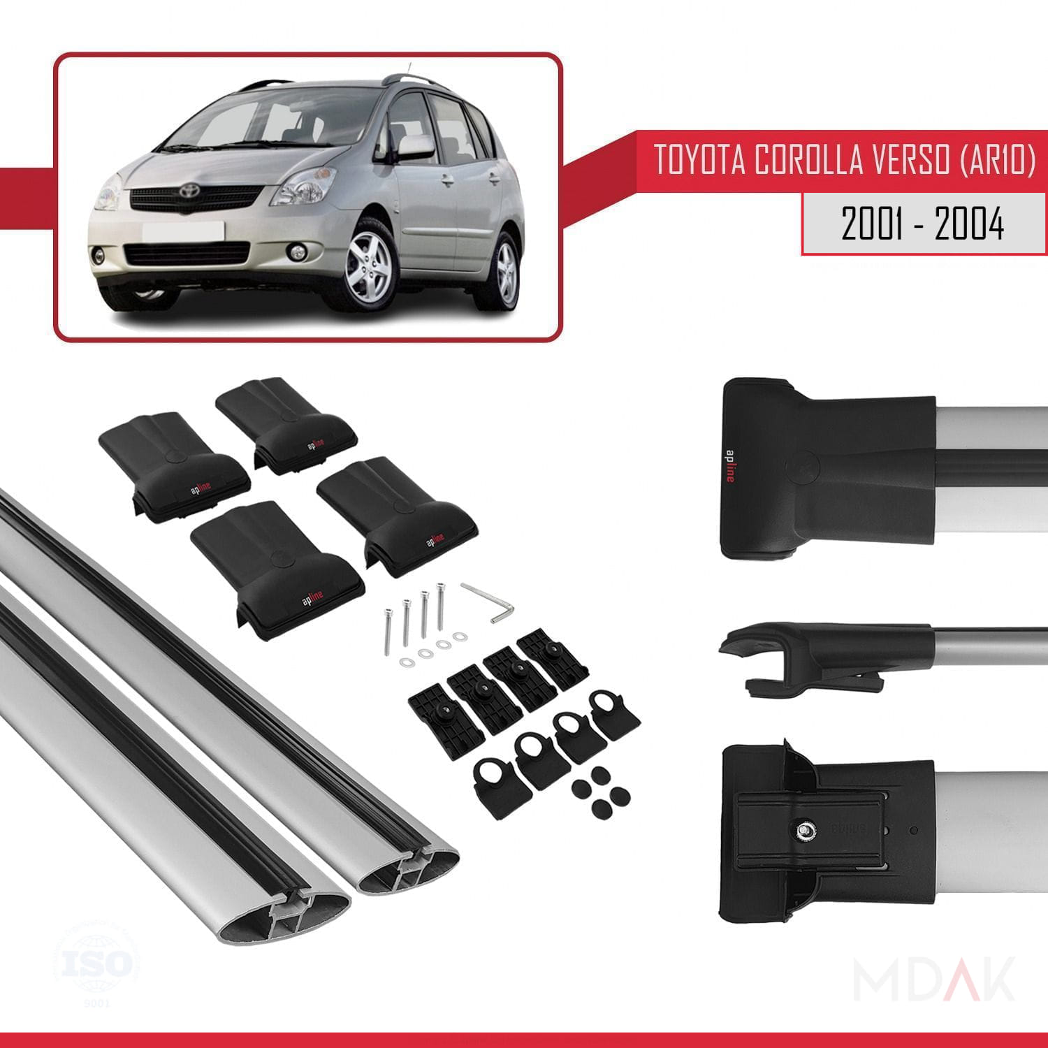 Toyota Corolla Verso (E120) 2001-2004 Arası ile Uyumlu FLY Model Ara Atkı Tavan Barı Gri 2 Adet - Görsel 5