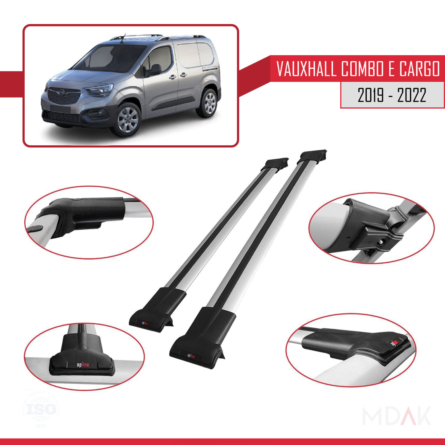 Vauxhall Combo E Cargo 2019-2022 Arası ile Uyumlu FLY Model Ara Atkı Tavan Barı Gri 2 Adet - Görsel 4