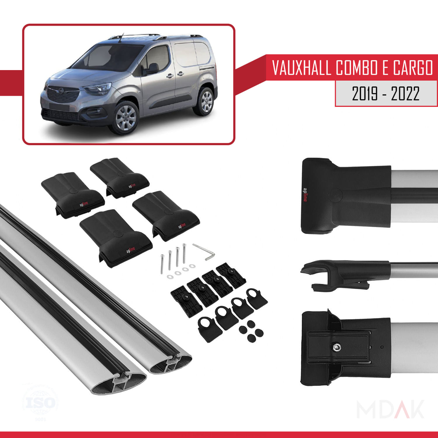 Vauxhall Combo E Cargo 2019-2022 Arası ile Uyumlu FLY Model Ara Atkı Tavan Barı Gri 2 Adet - Görsel 5